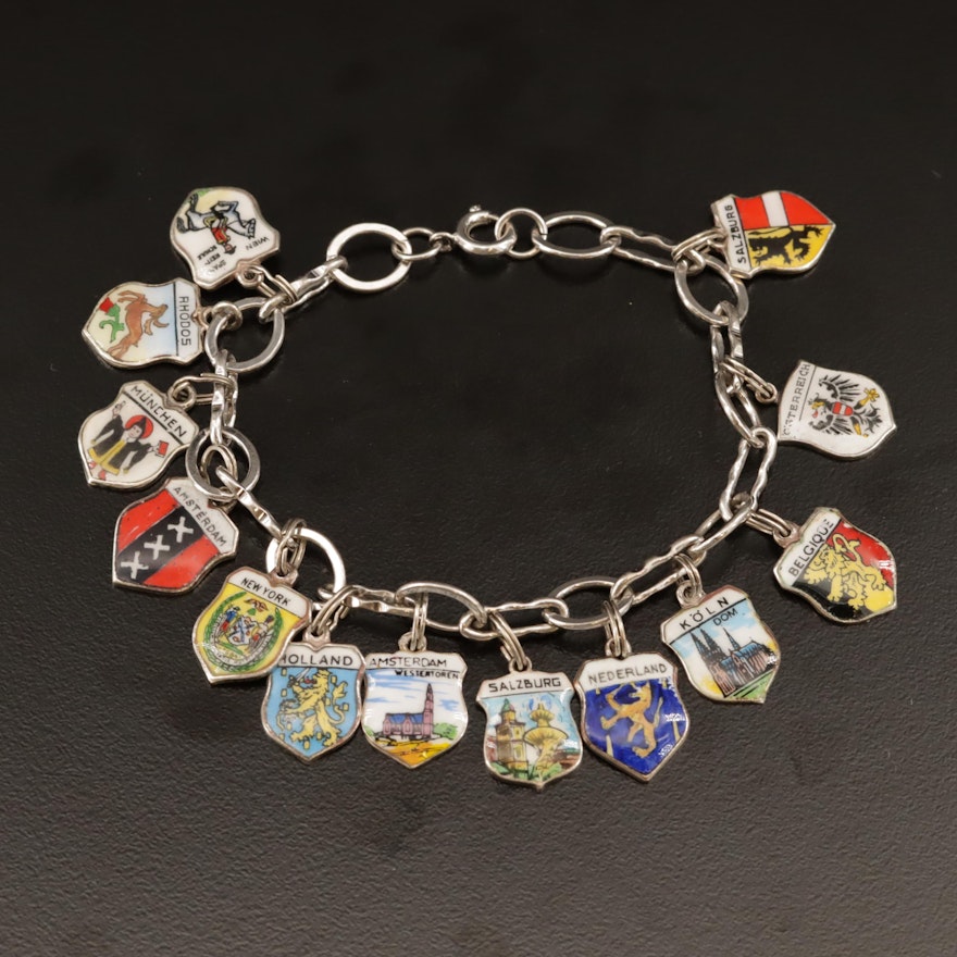 Sterling Travel Charm Bracelet