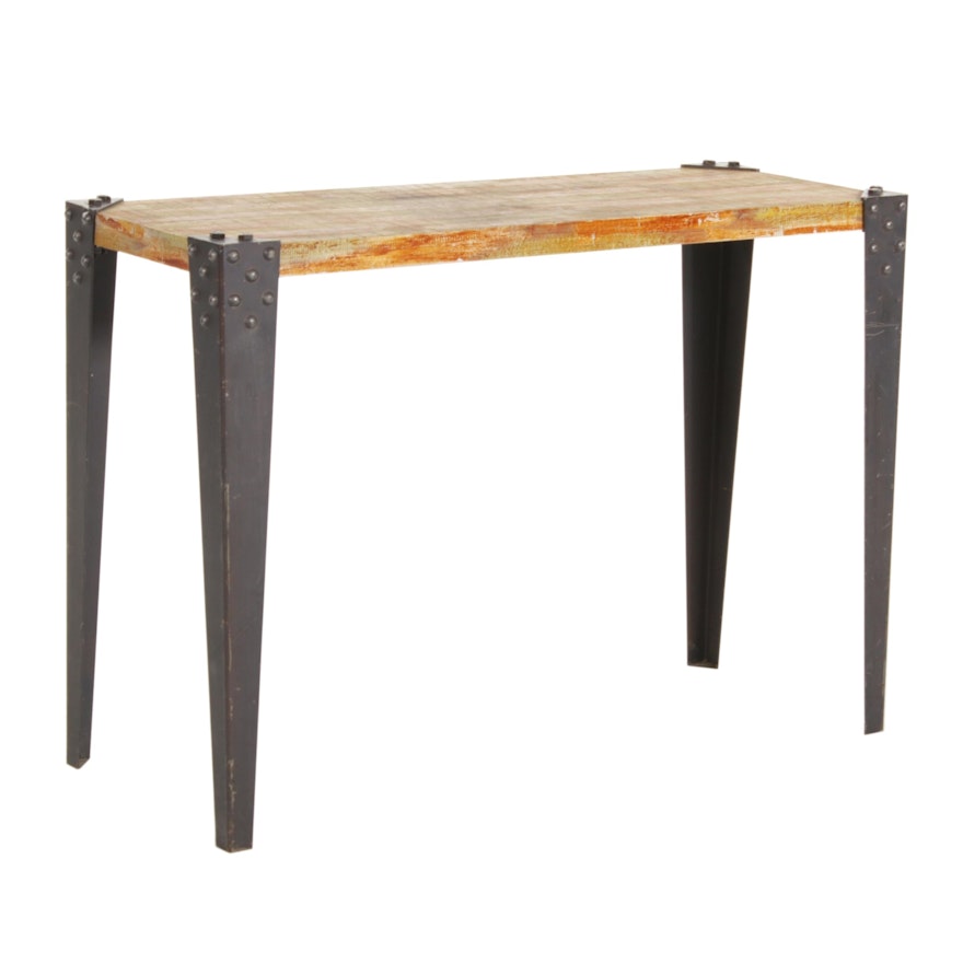 Industrial Style Metal and Wood Hall Table