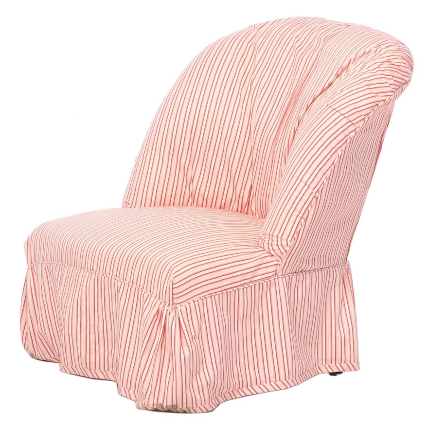 Victorian Style Slipper Chair with Striped Cover