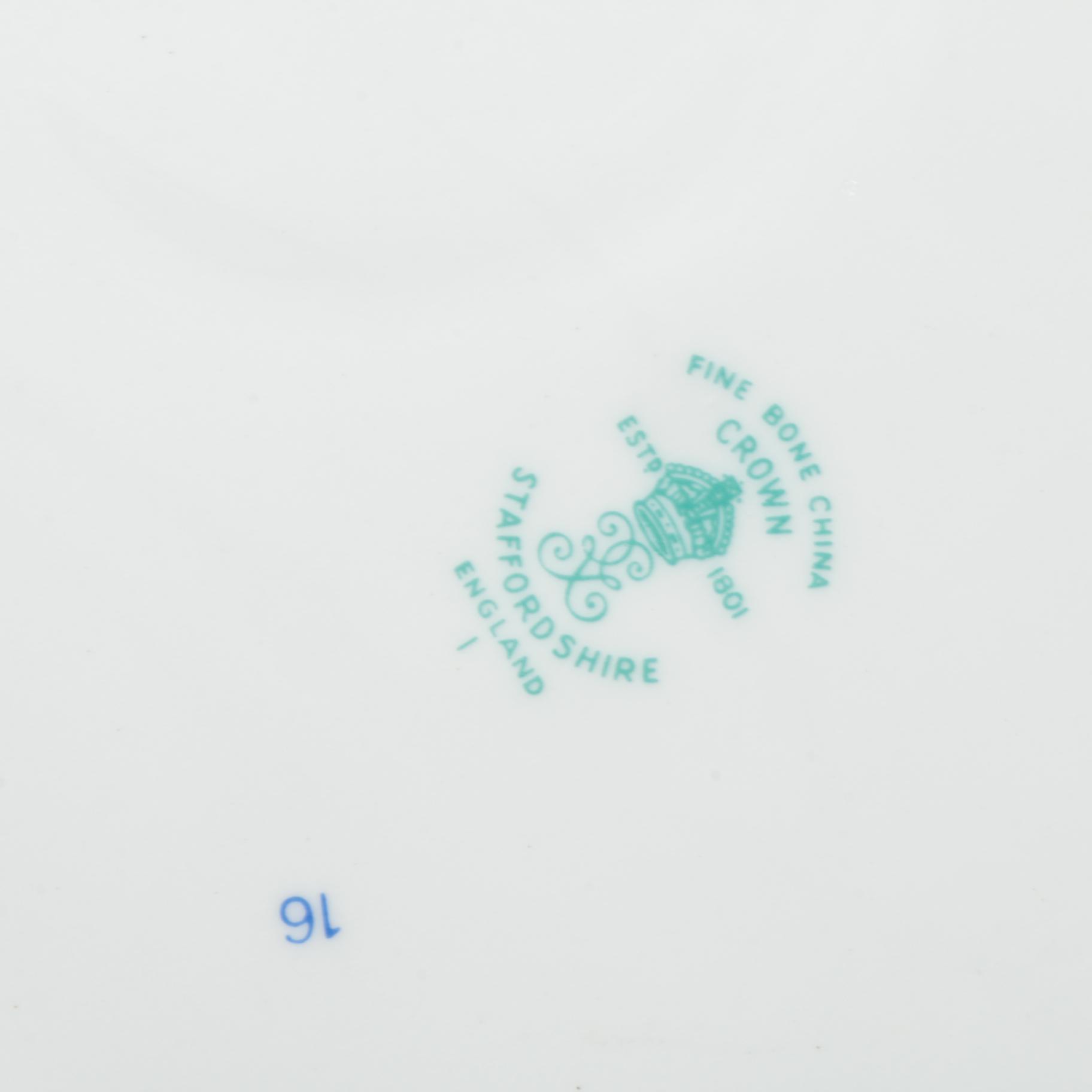 Crown Staffordshire "Butterfly" Fine Bone China Teacups and Dessert Plates