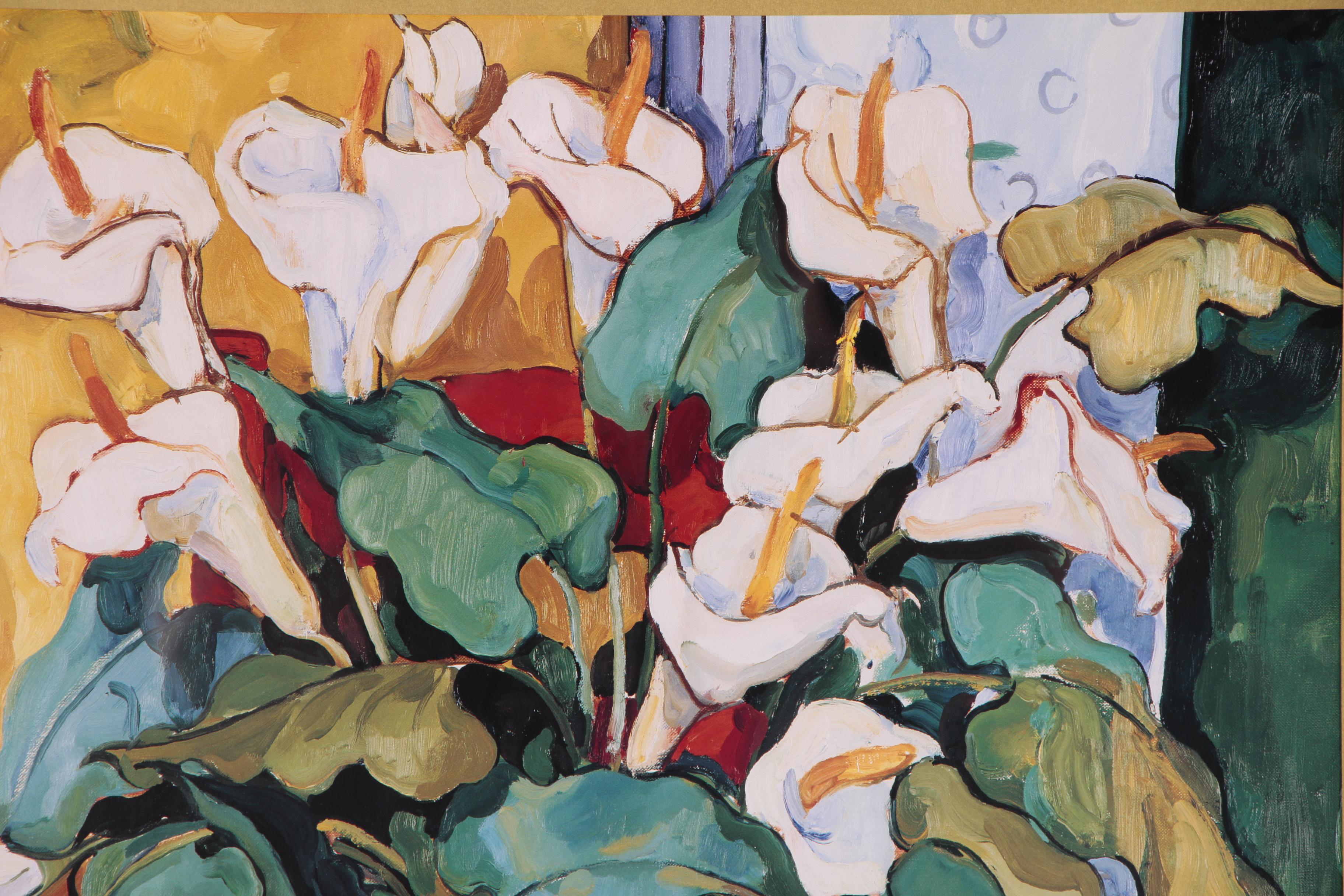 Offset Lithograph of Calla Lilies After Alush Shima