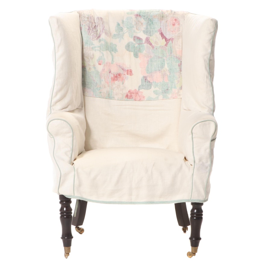 George III Style Slip-Covered Wing Armchair