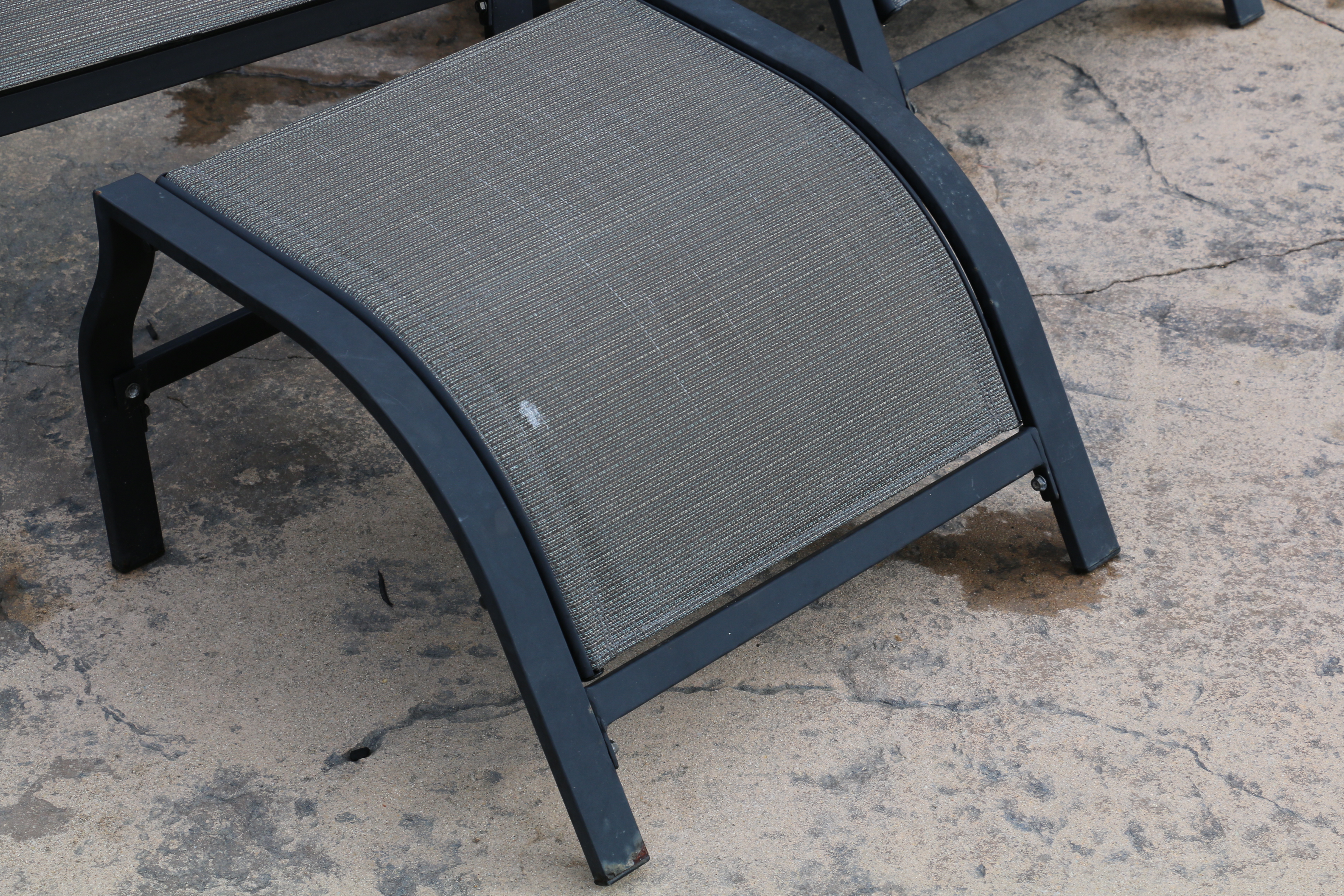 Tubular Metal Patio Chairs with Ottomans, Set of Four