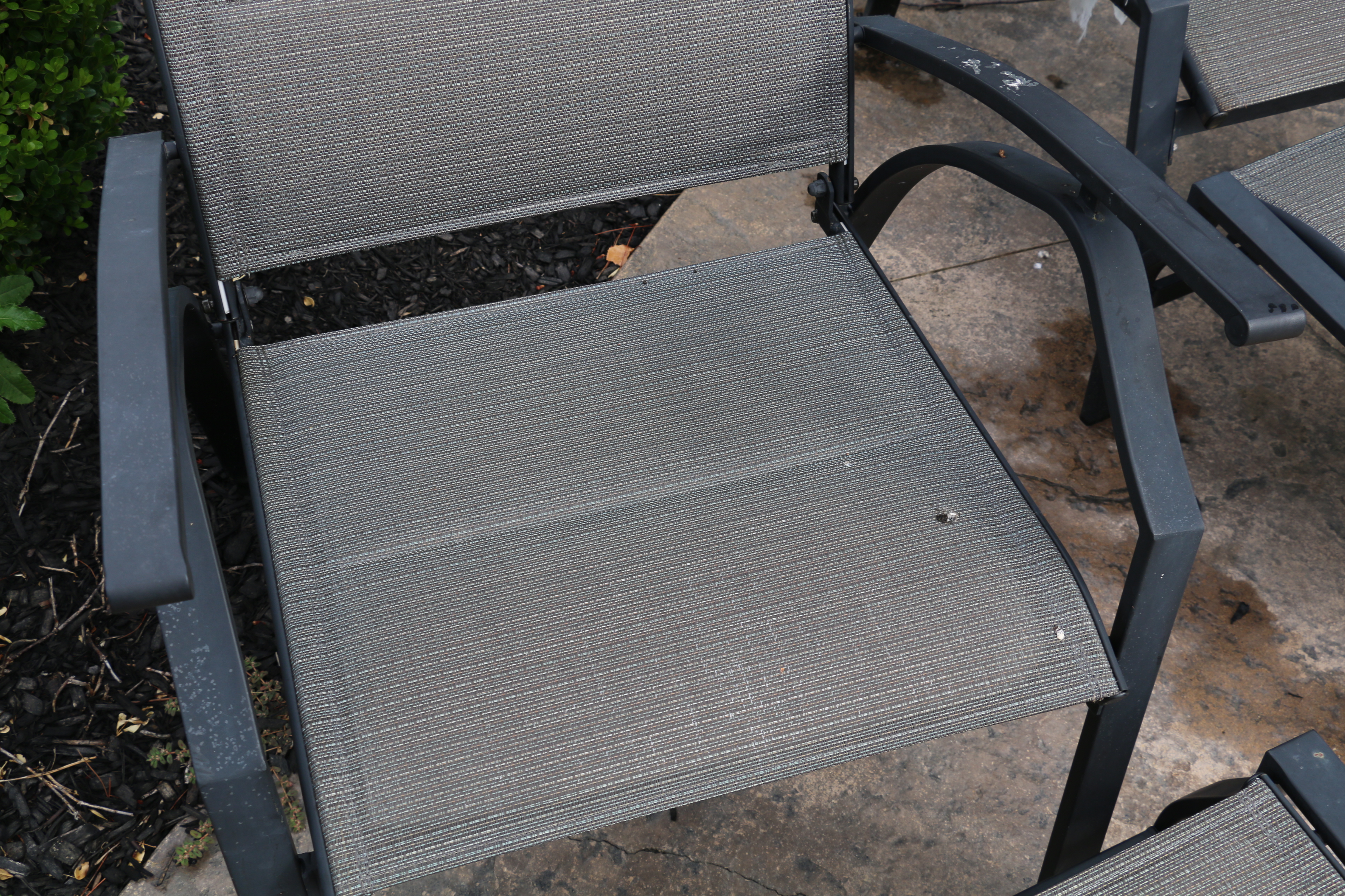 Tubular Metal Patio Chairs with Ottomans, Set of Four