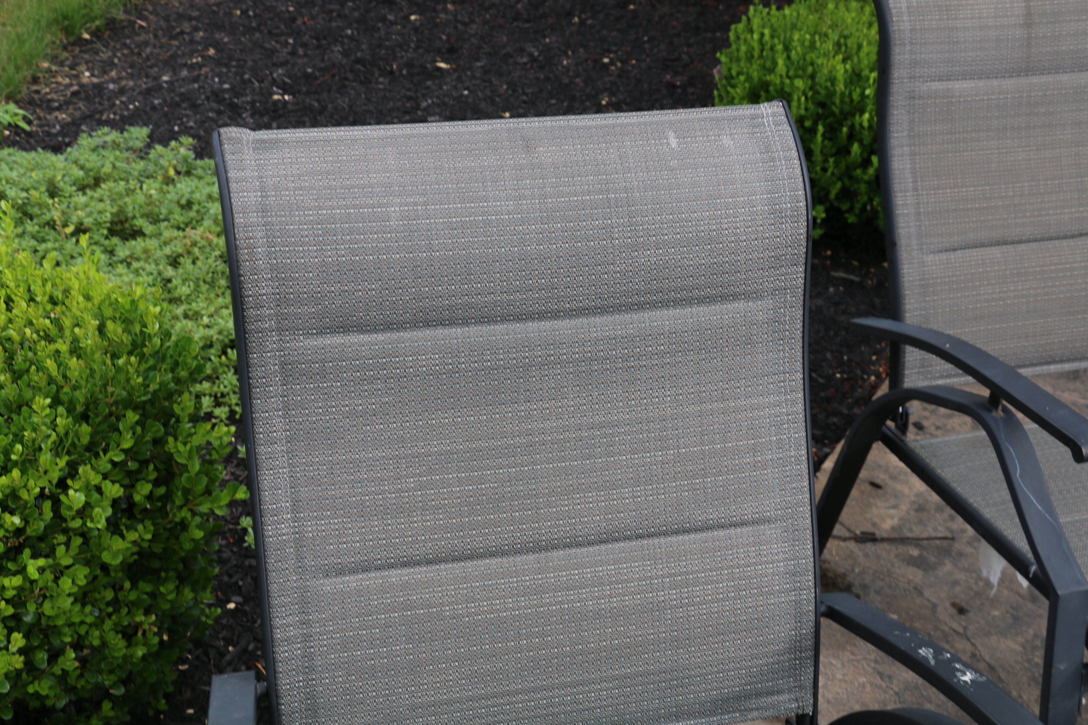 Tubular Metal Patio Chairs with Ottomans, Set of Four