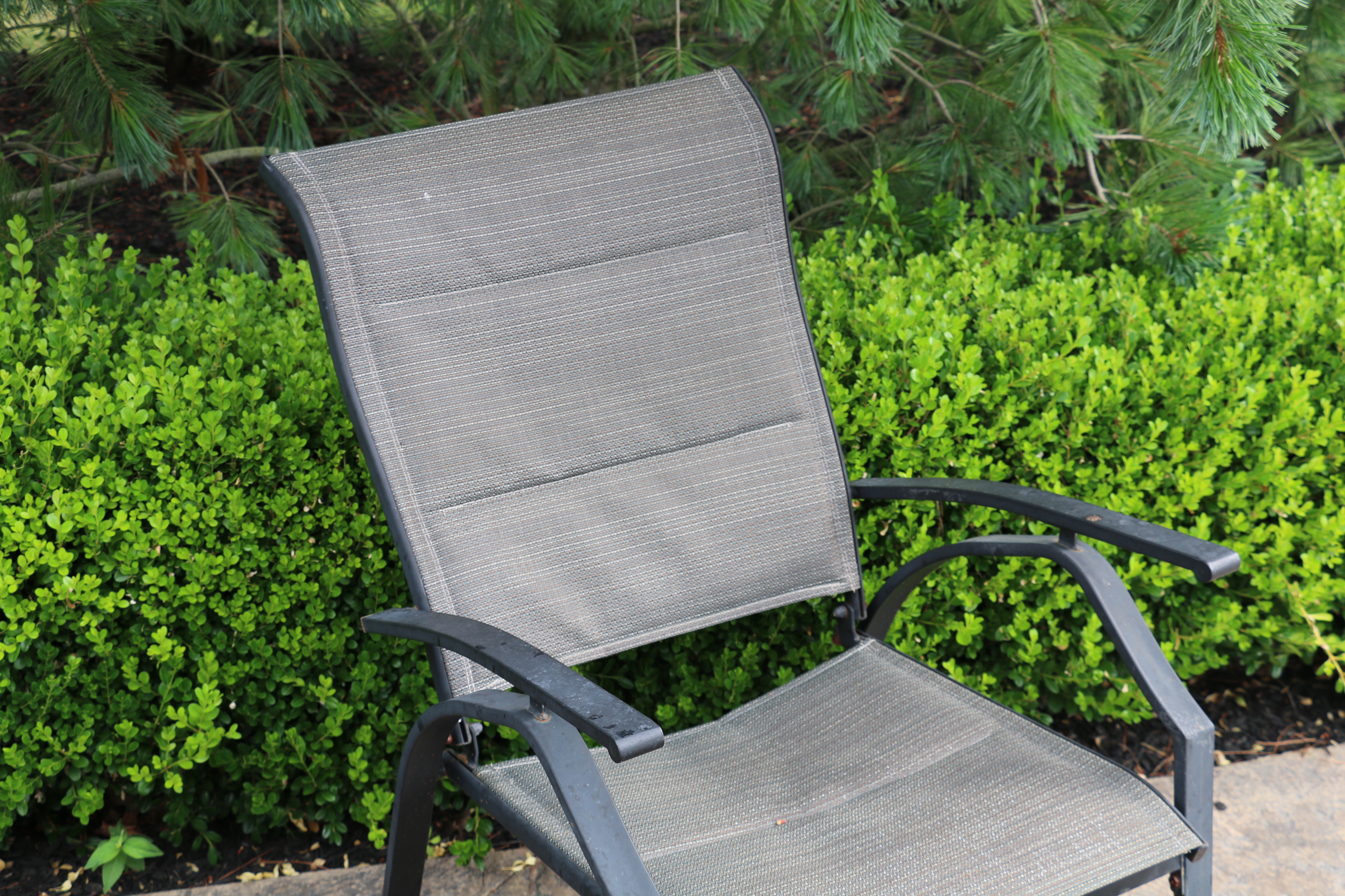 Tubular Metal Patio Chairs with Ottomans, Set of Four