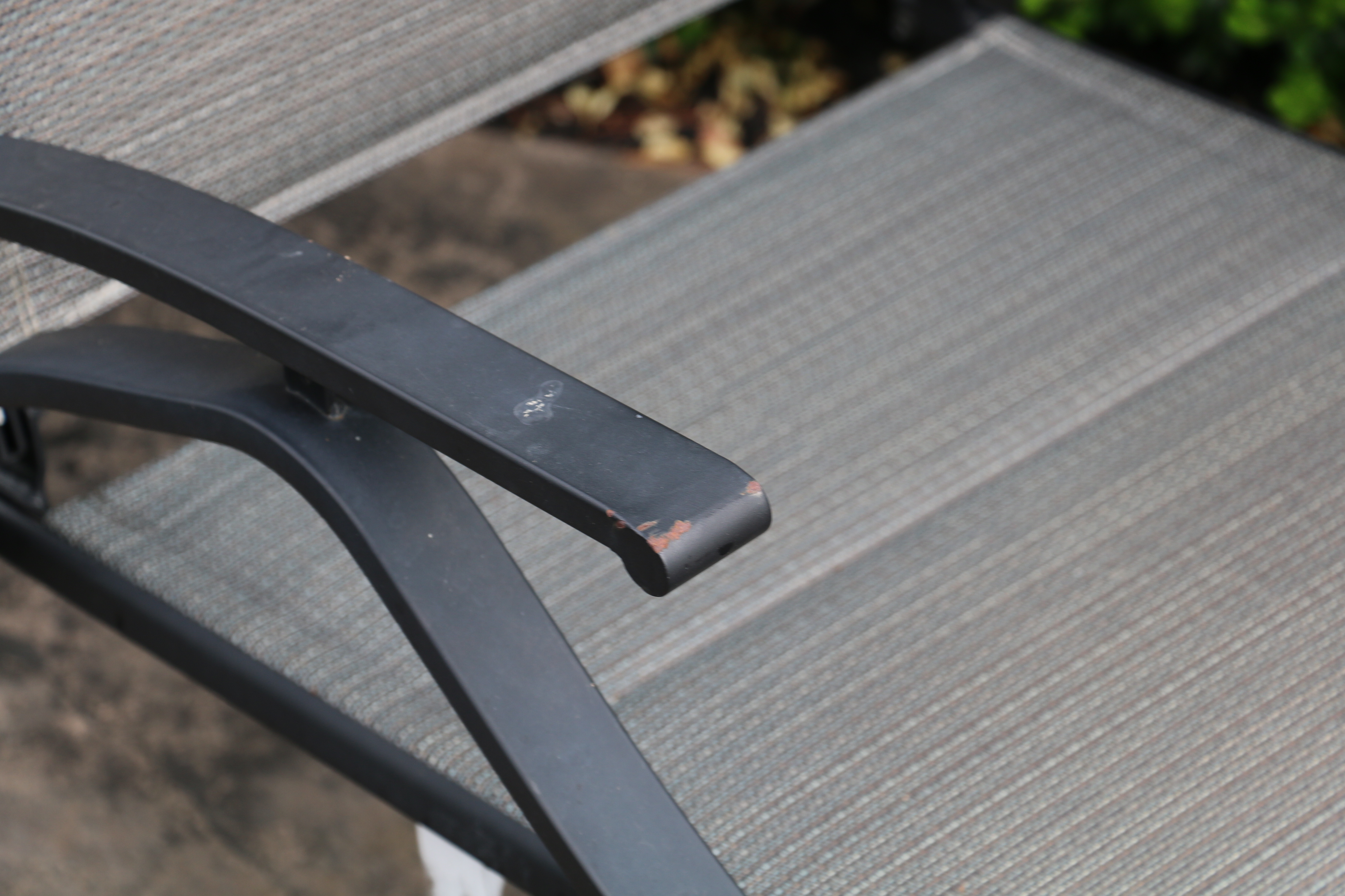 Tubular Metal Patio Chairs with Ottomans, Set of Four