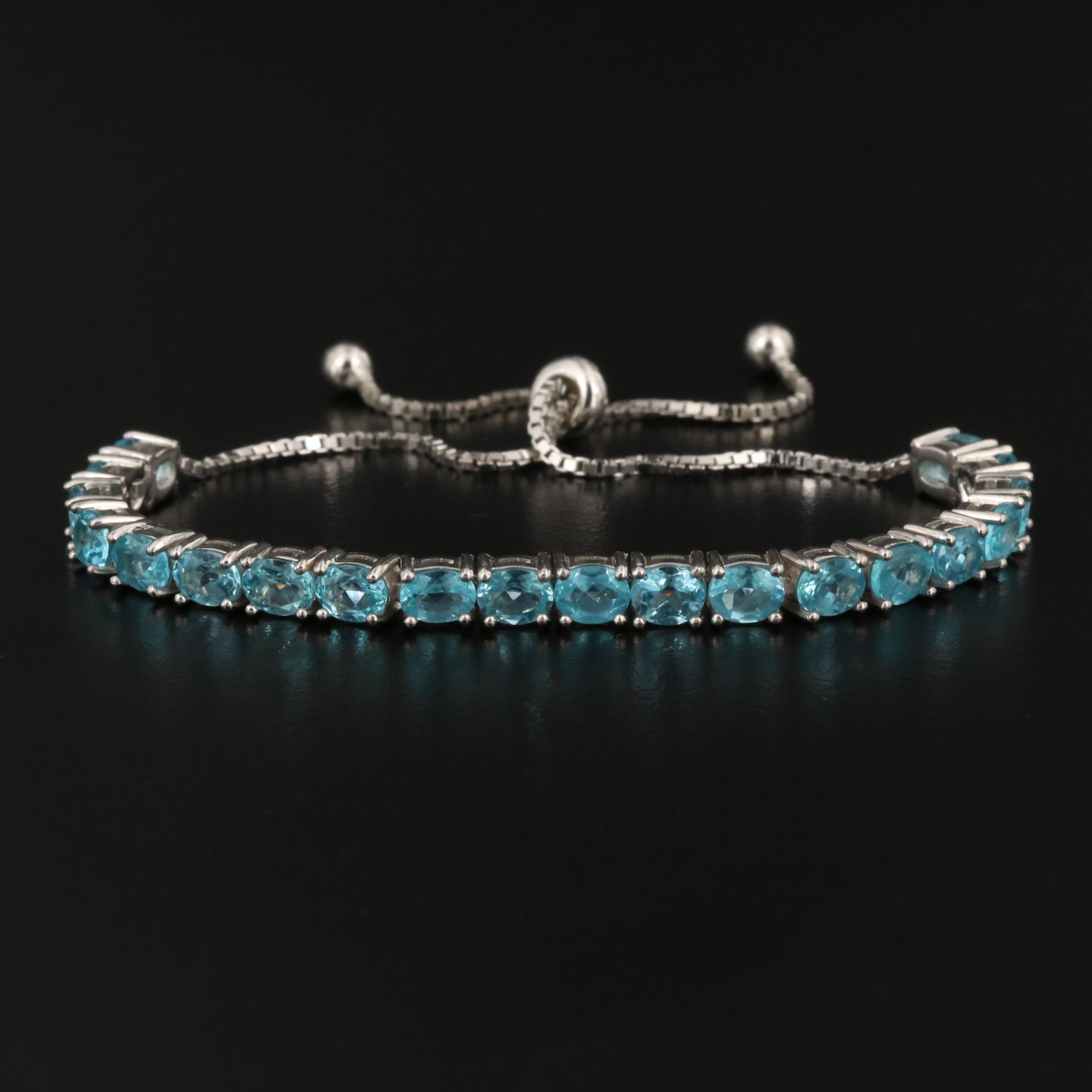 Sterling Apatite Adjustable Slide Bracelet