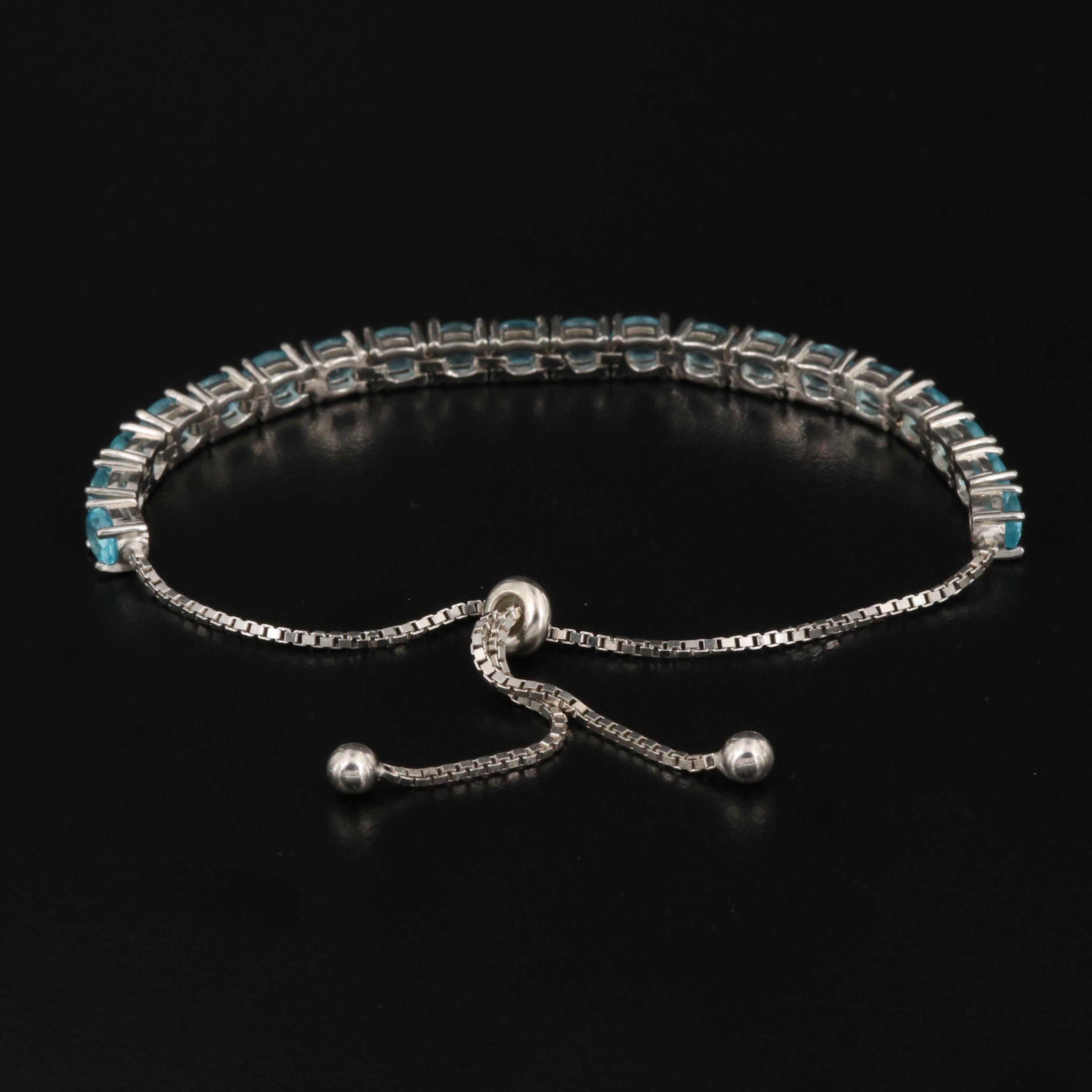 Sterling Apatite Adjustable Slide Bracelet