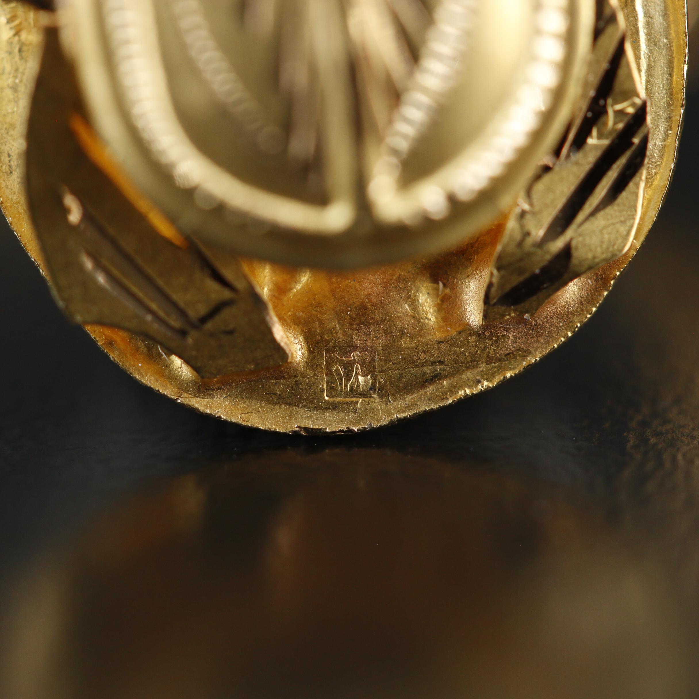 Egyptian 18K Gold Scarab Pendant Necklace