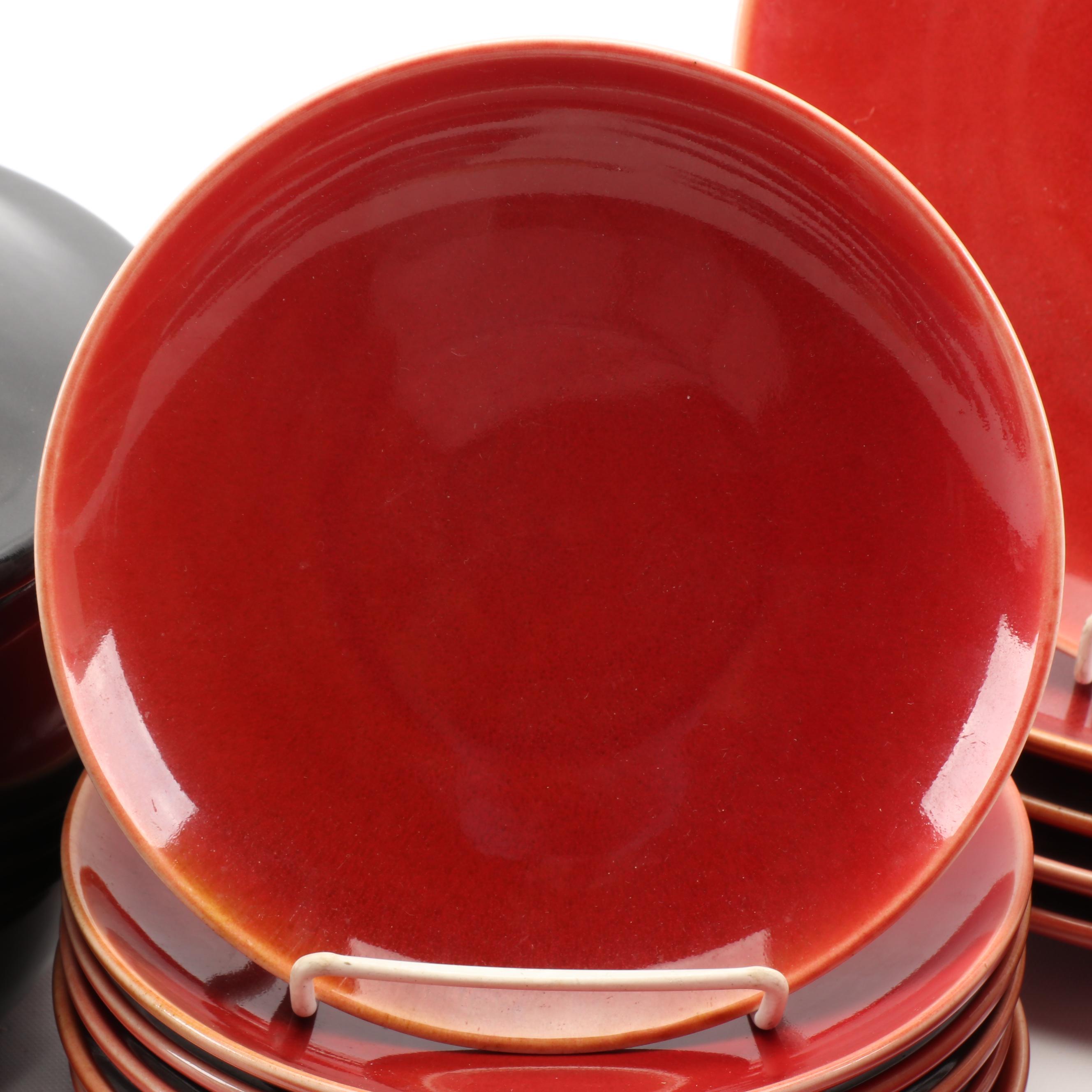 Emile Henry Dutch Oven with Wolfgang Puck Dinnerware and Assorted Cutlery