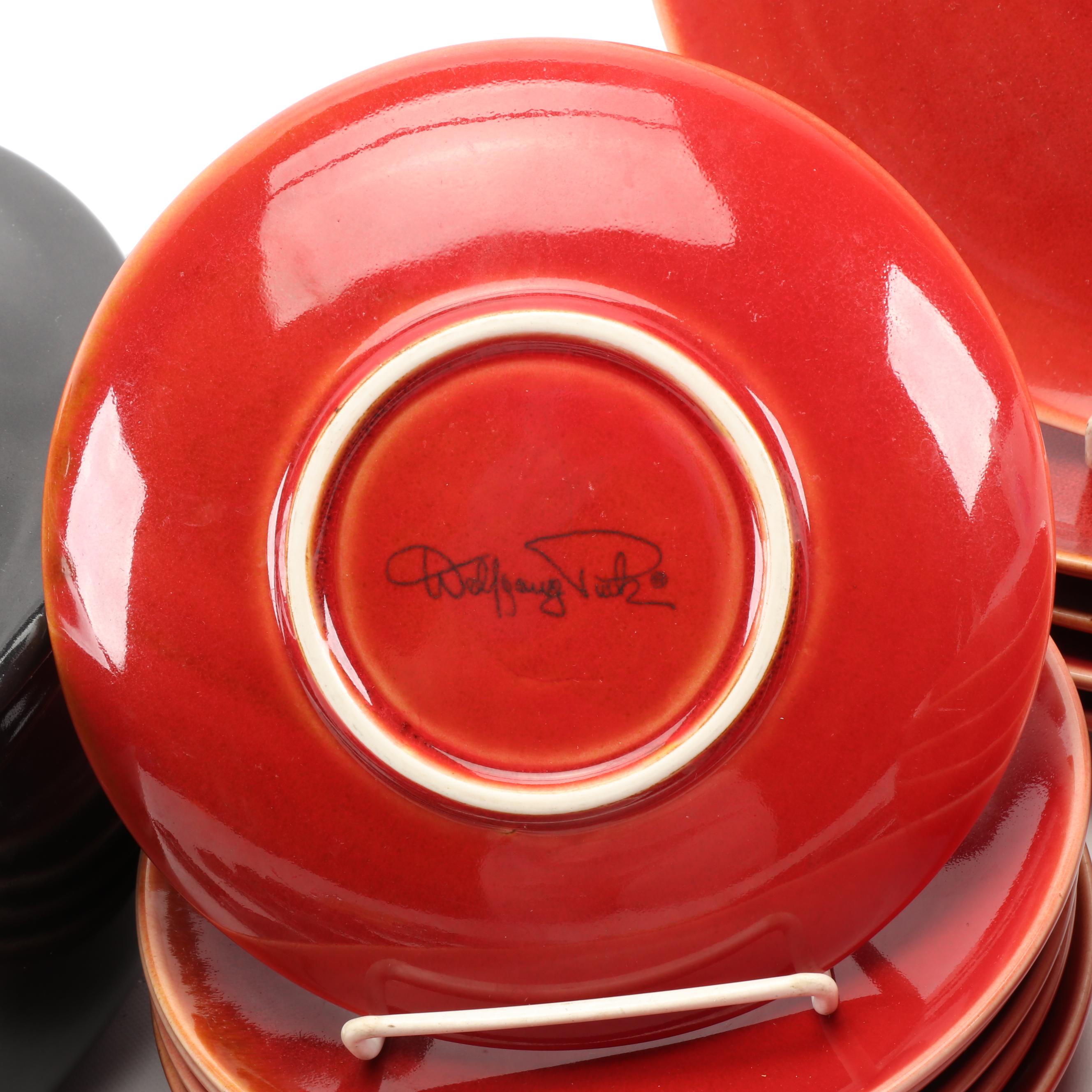 Emile Henry Dutch Oven with Wolfgang Puck Dinnerware and Assorted Cutlery