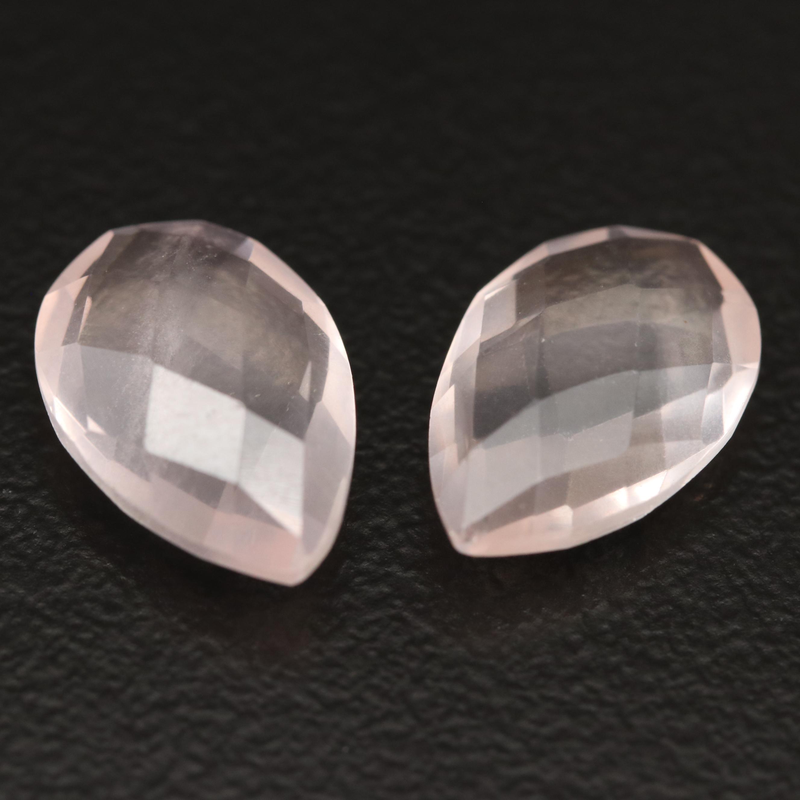 Loose 4.92 CTW Matched Pair of Rose Quartz