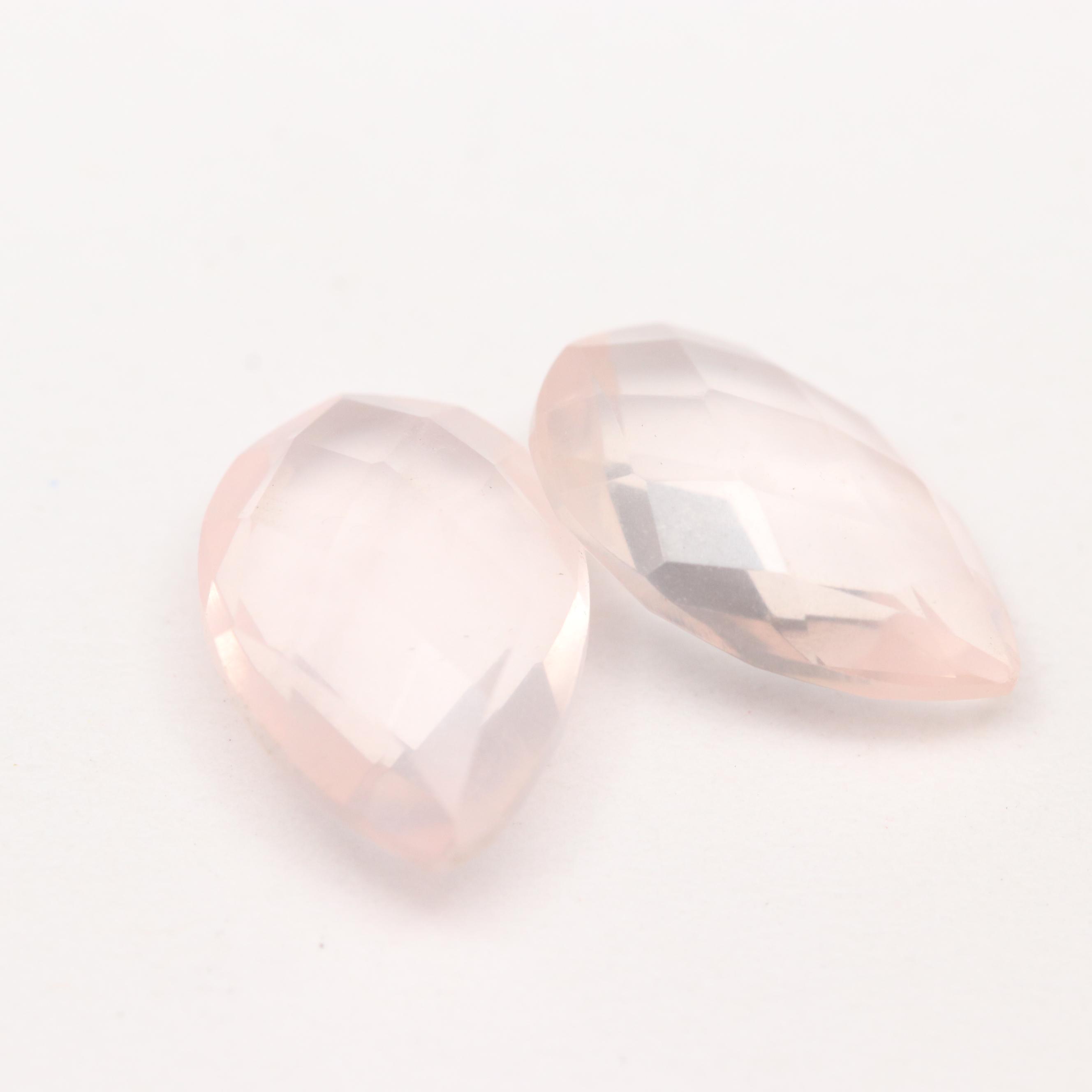 Loose 4.92 CTW Matched Pair of Rose Quartz