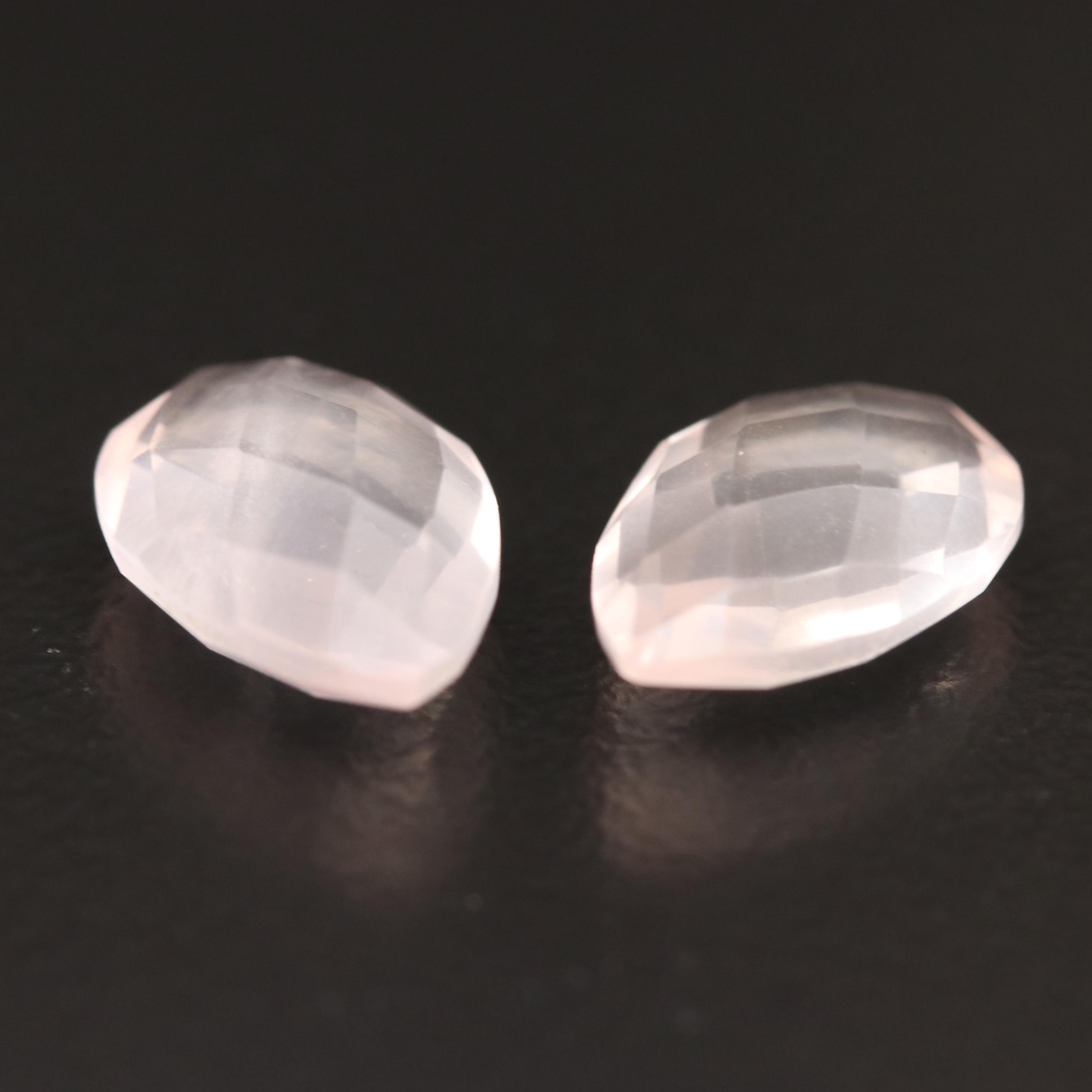 Loose 4.92 CTW Matched Pair of Rose Quartz