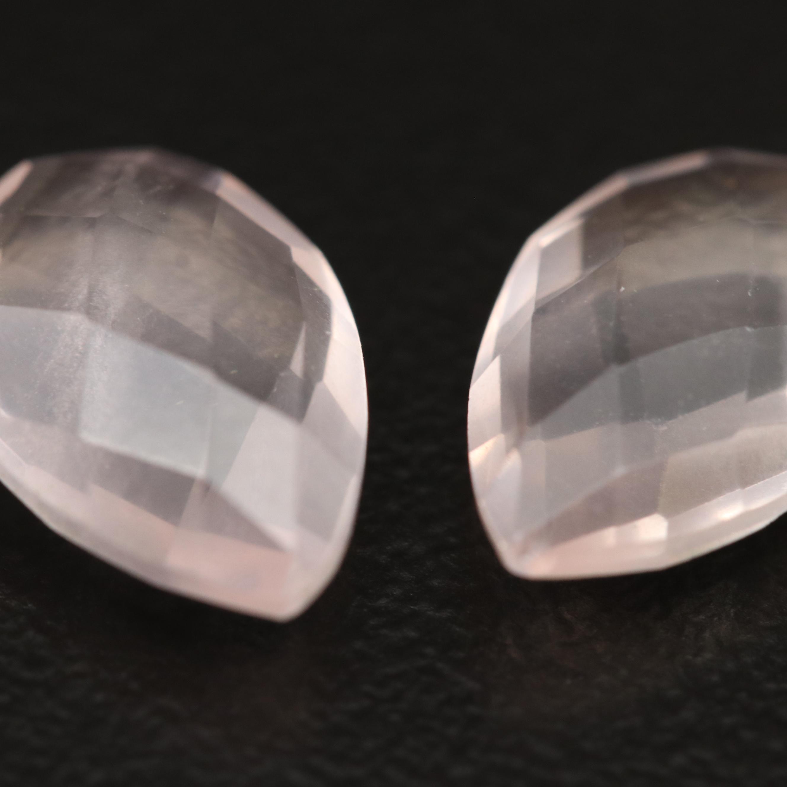 Loose 4.92 CTW Matched Pair of Rose Quartz
