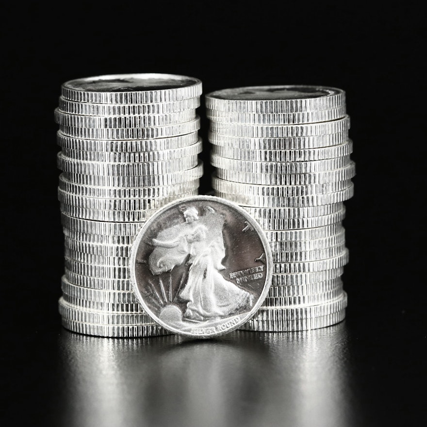 Forty-two 1/10th Ounce .999 Fine Silver Coins