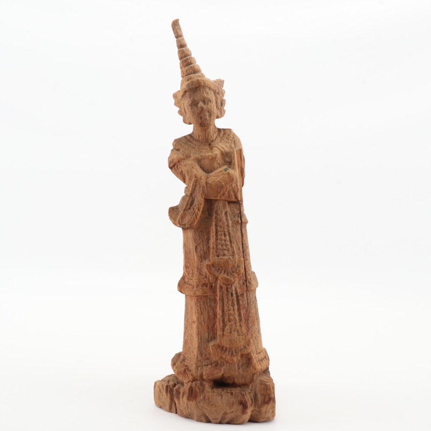 Burmese Hand Carved Apsara Figurine