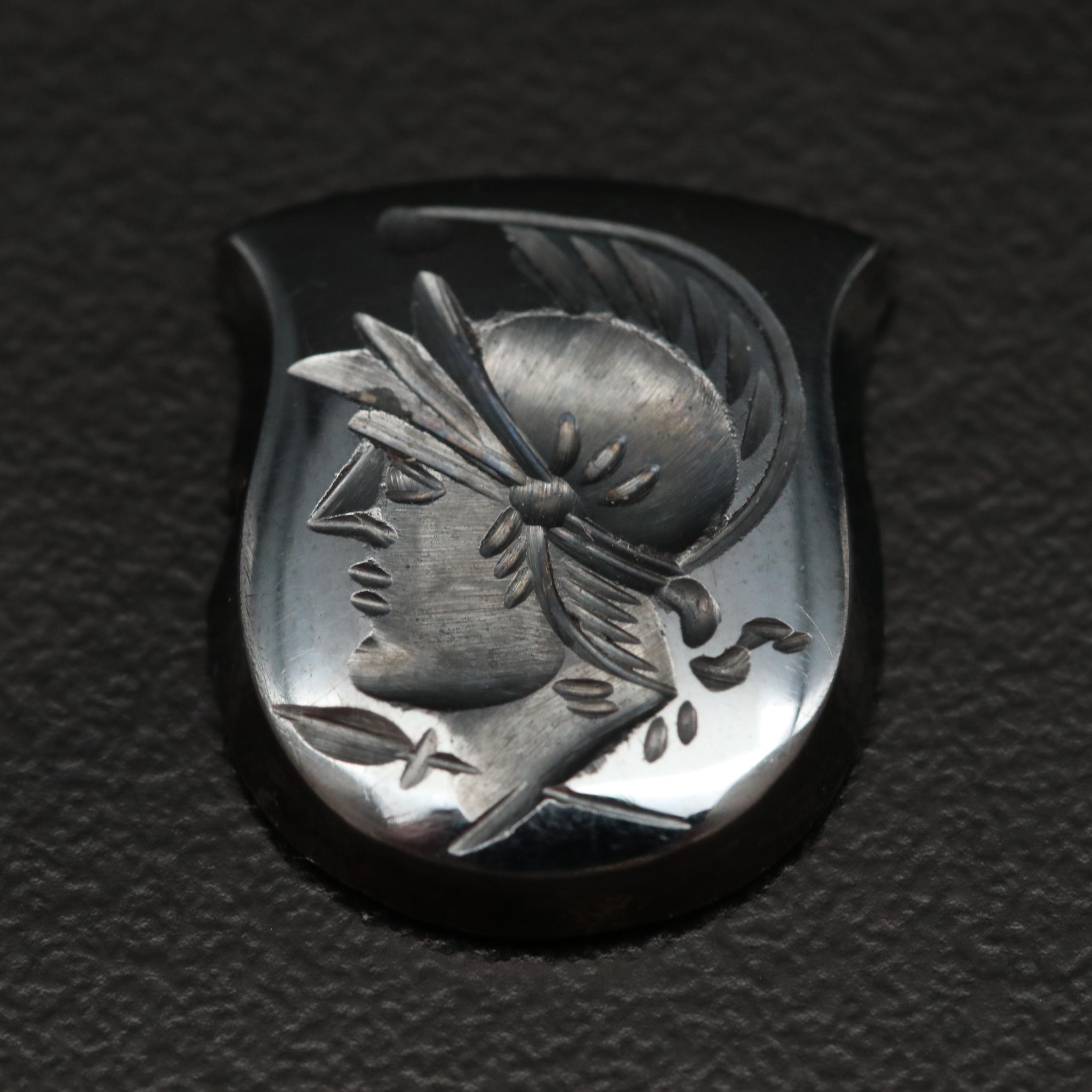 Loose Shield Shaped Hematite with Intaglio Carving