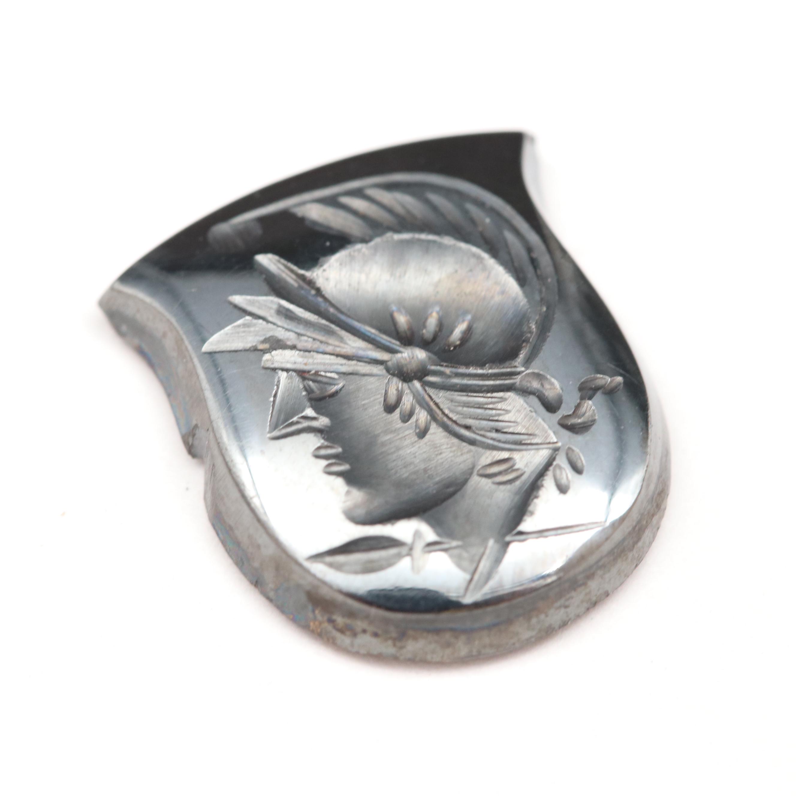 Loose Shield Shaped Hematite with Intaglio Carving
