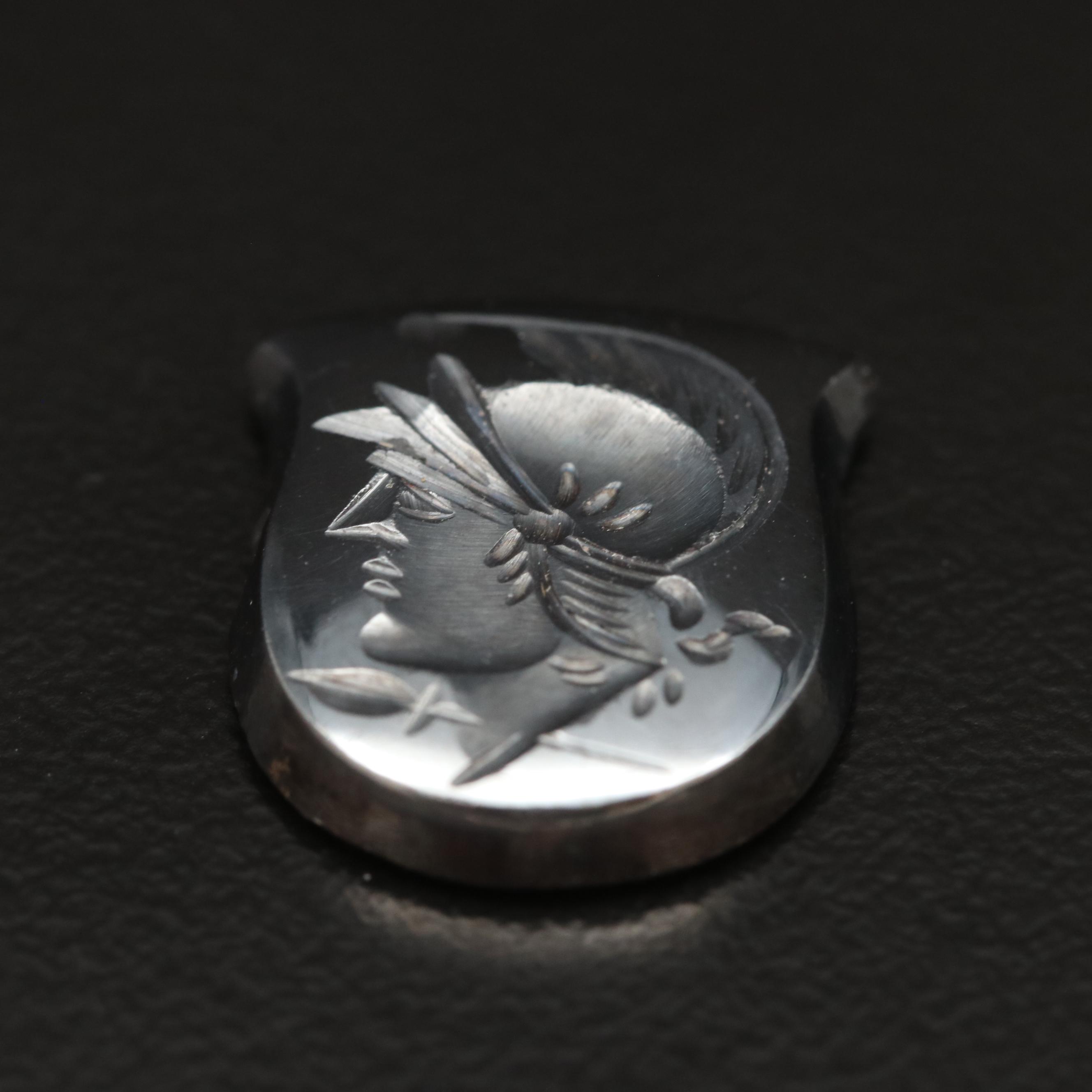 Loose Shield Shaped Hematite with Intaglio Carving