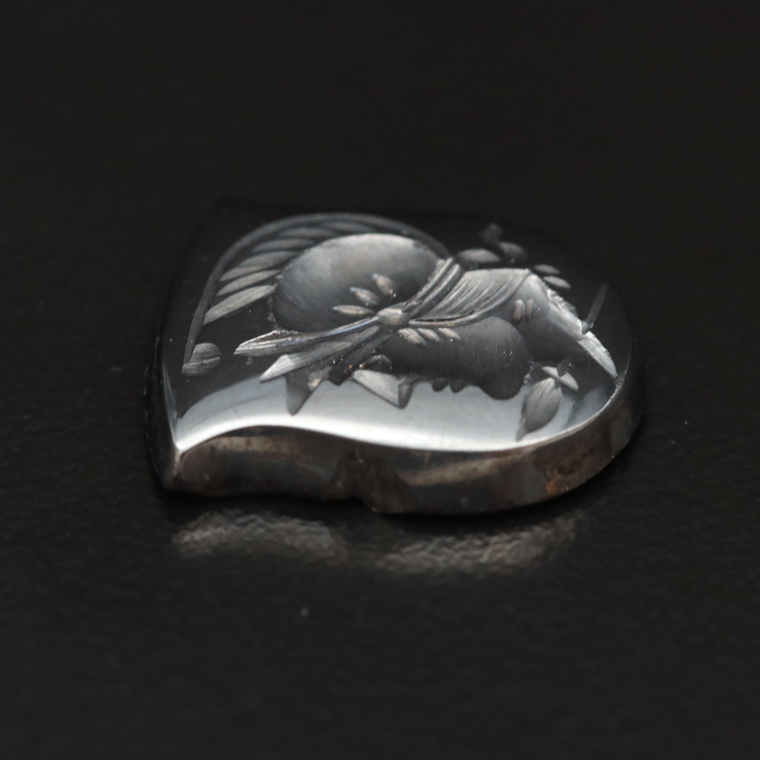 Loose Shield Shaped Hematite with Intaglio Carving