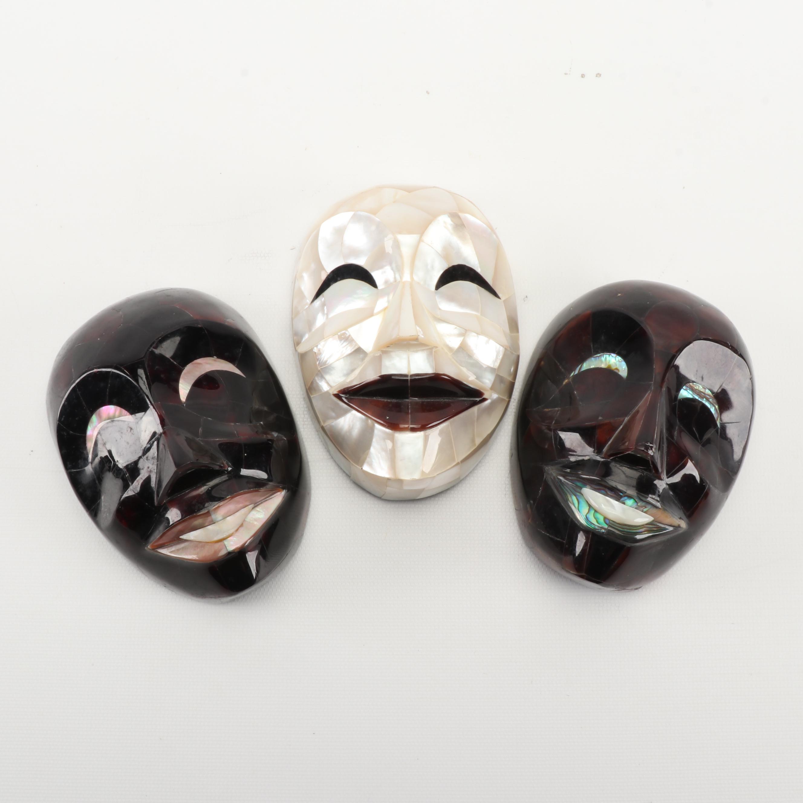 Mozaic Shell Miniature Masks Wall Decor