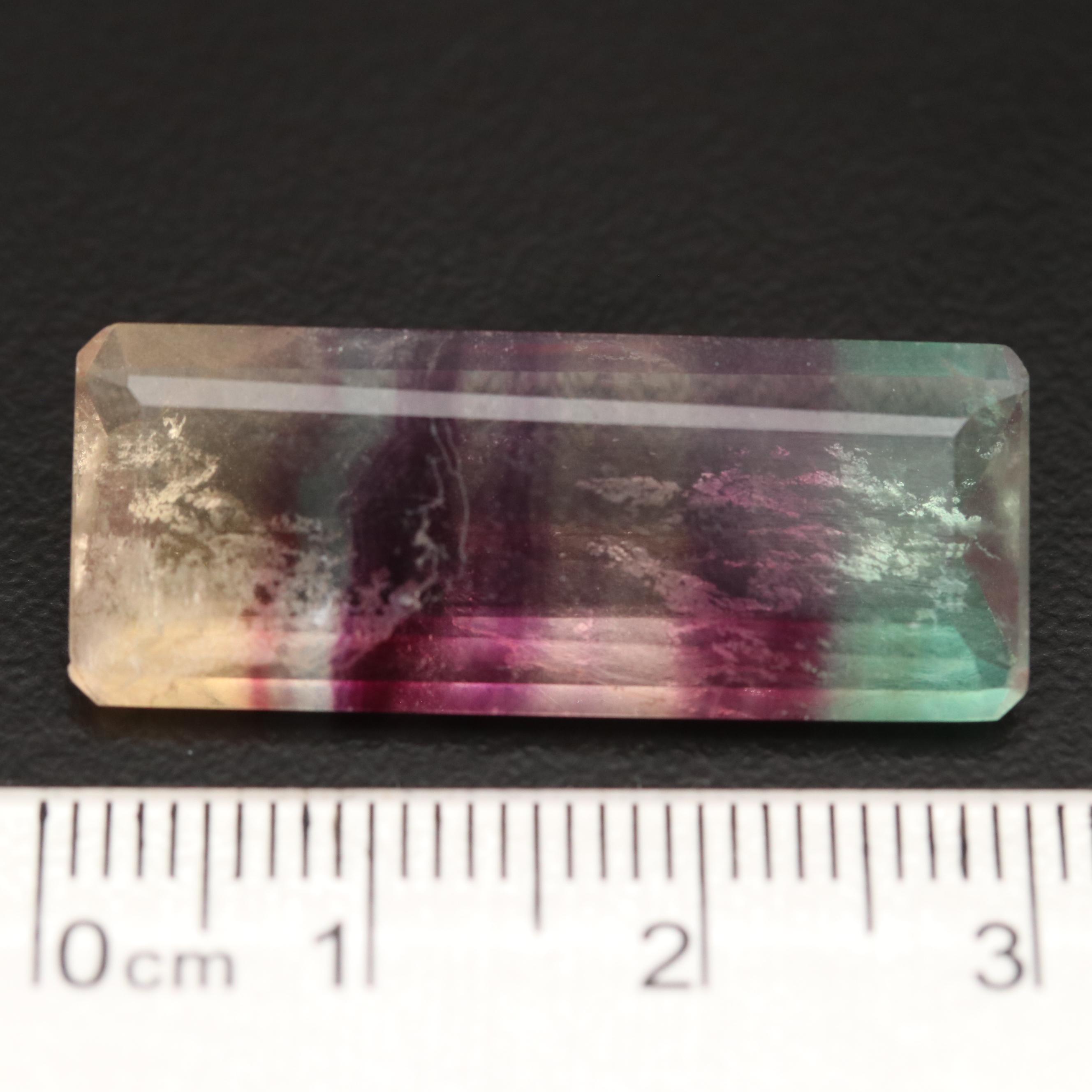 Loose 18.09 CT Cut Corner Rectangular Fluorite