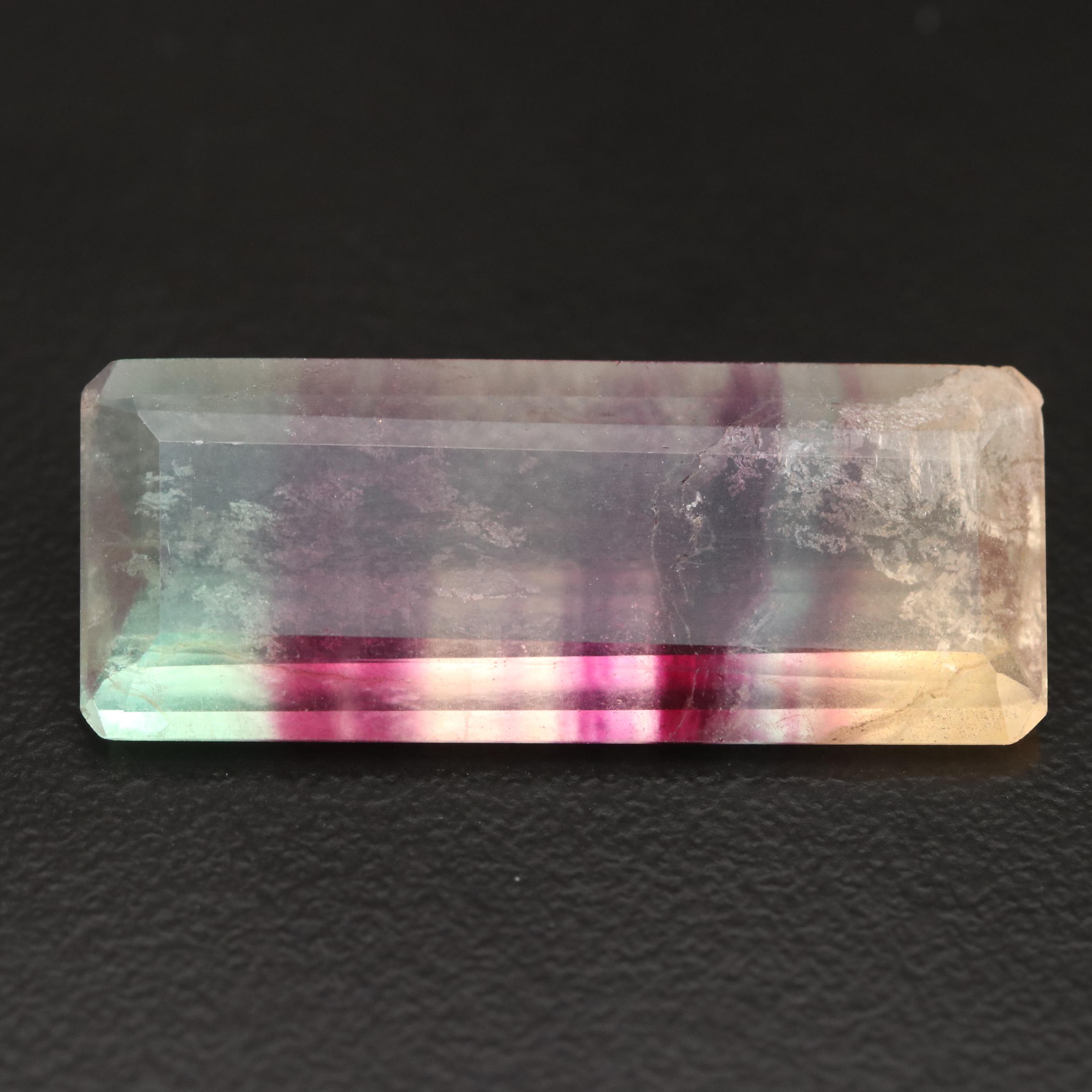 Loose 18.09 CT Cut Corner Rectangular Fluorite