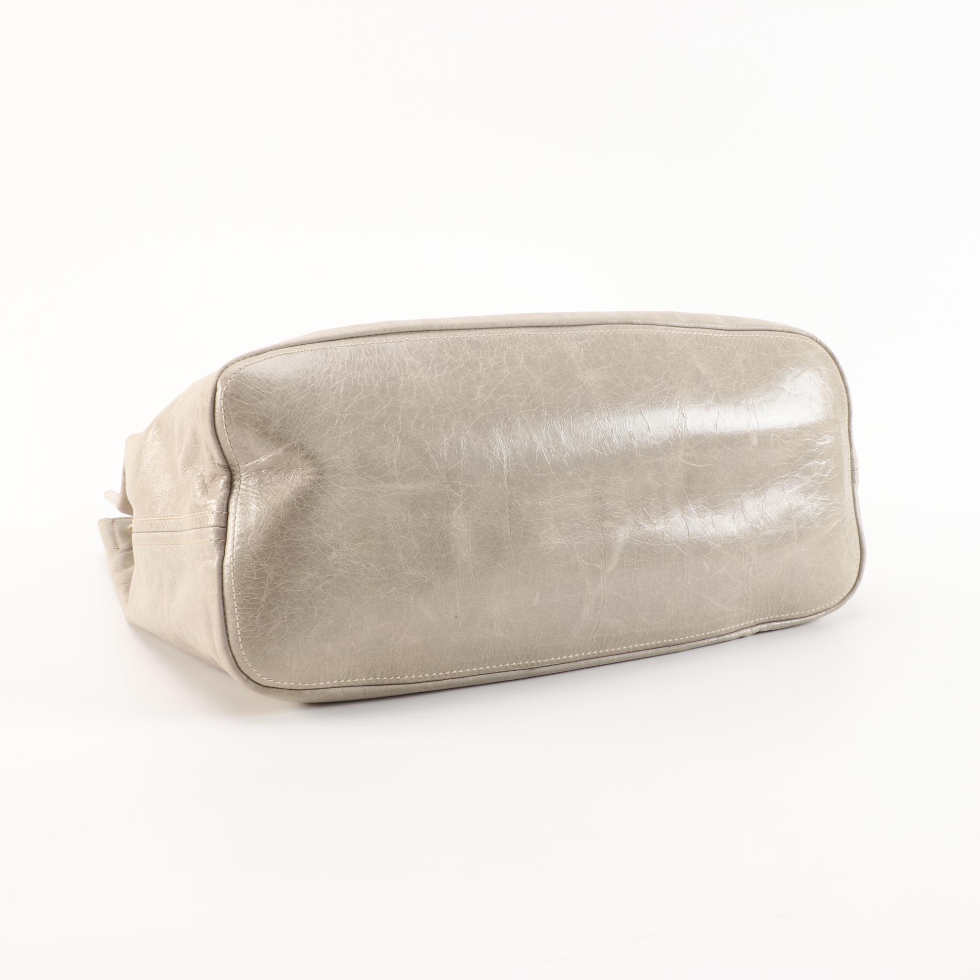 Prada Taupe Gray Vitello Leather Shoulder Bag