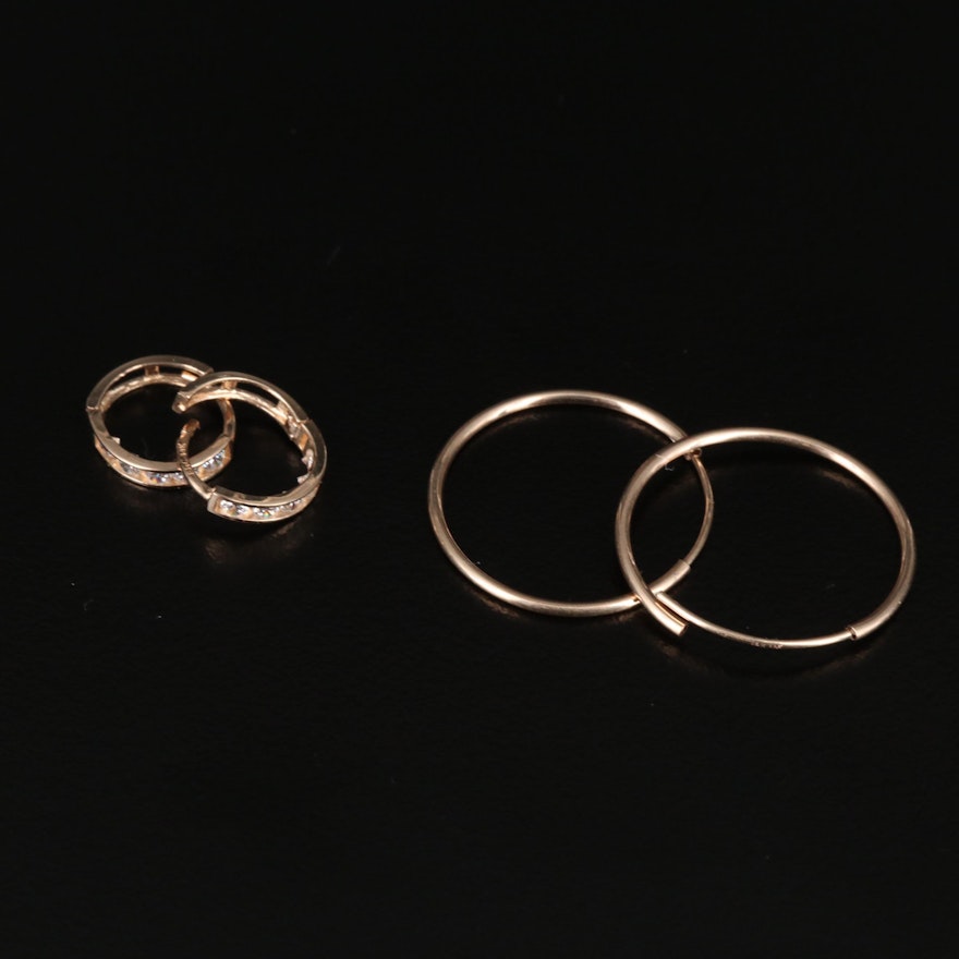 14K Hoop Earrings with Cubic Zirconia