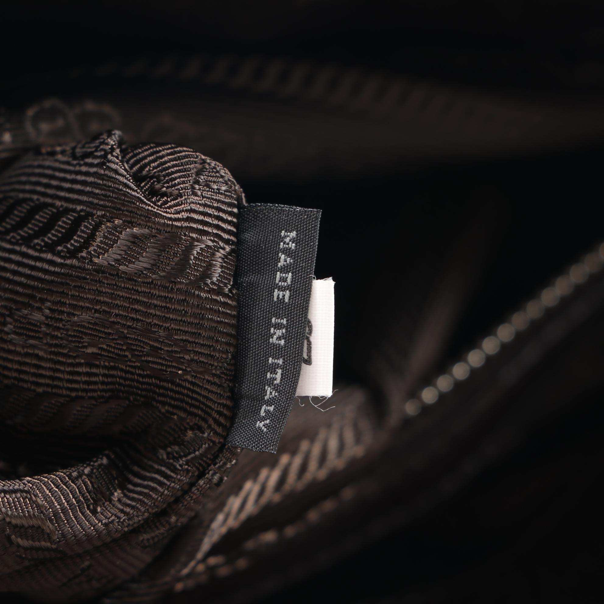 Prada Bauletto Dark Brown Leather and Nylon Bowler Bag