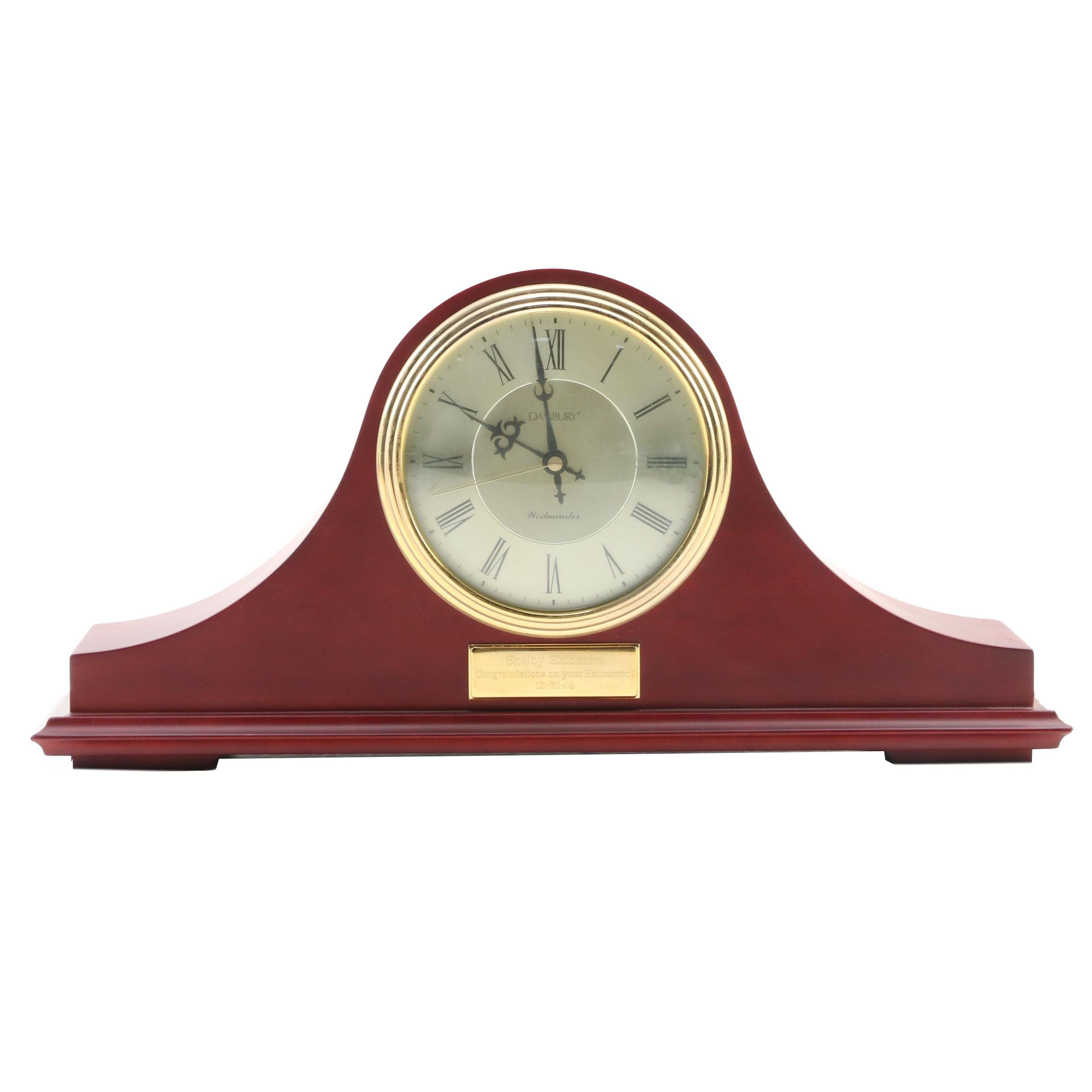 Danbury "Westminster" Mahogany Finish Tambour Mantel Clock