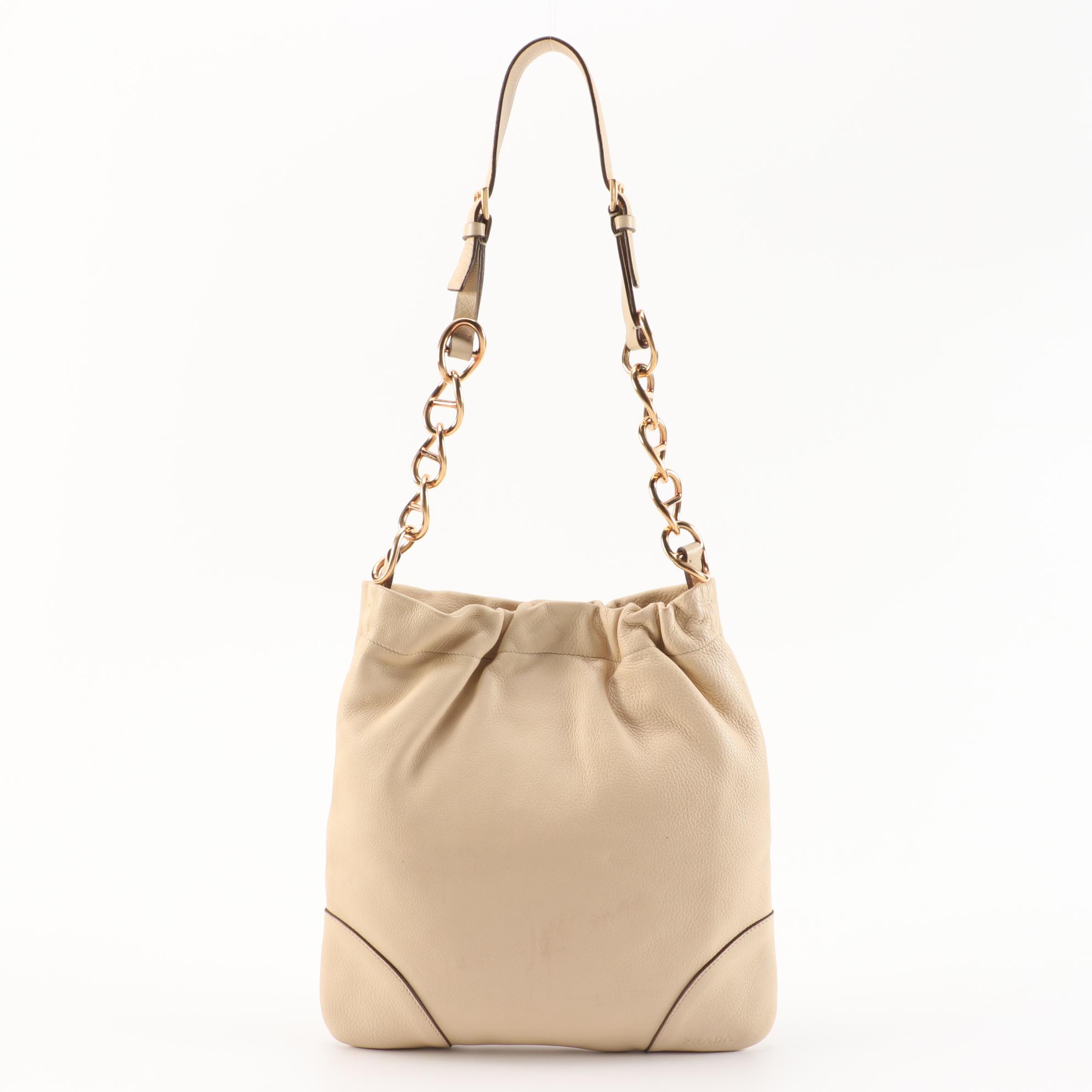 Prada Beige Vitello Daino Leather Shoulder Bag
