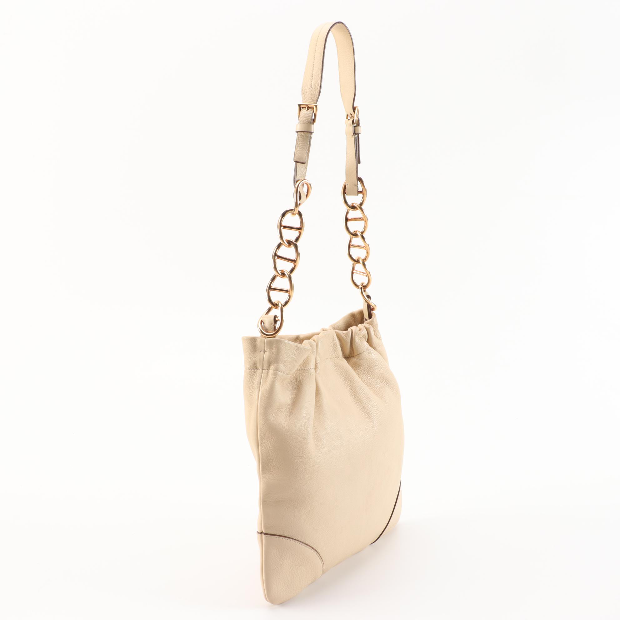 Prada Beige Vitello Daino Leather Shoulder Bag