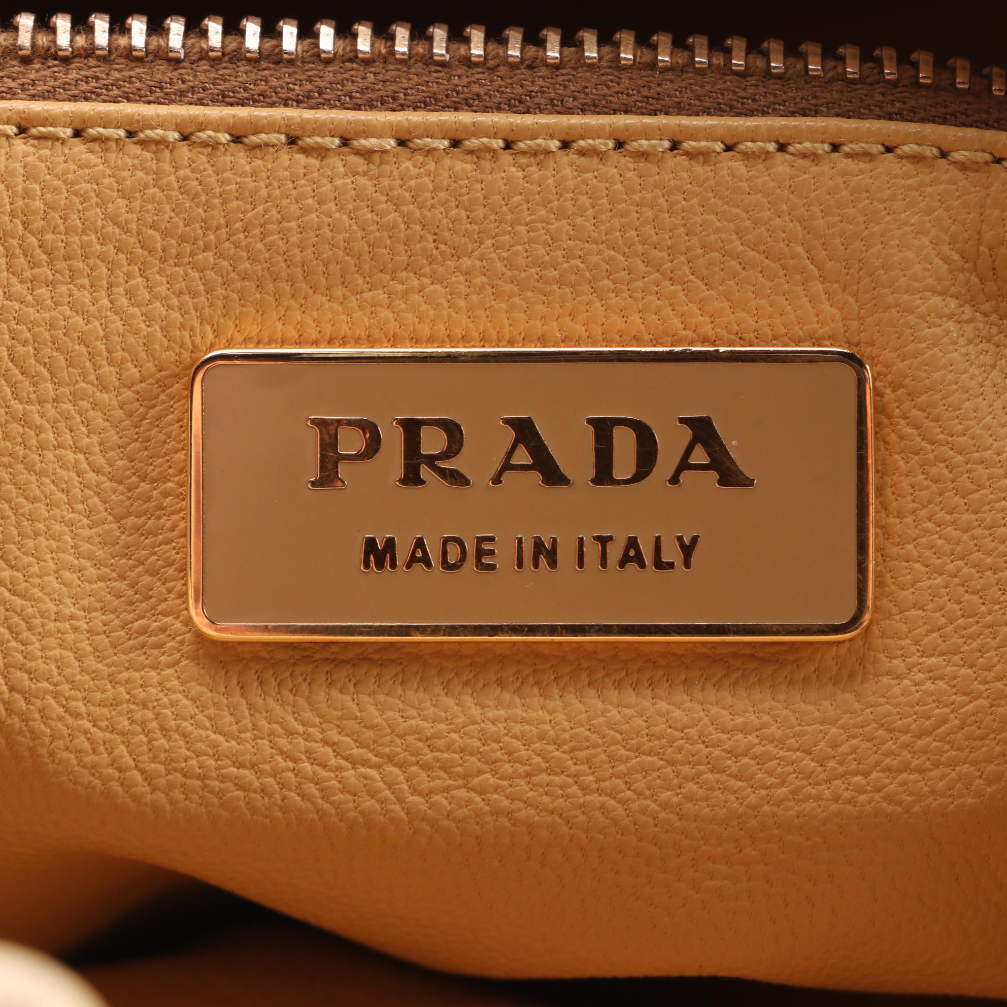 Prada Beige Vitello Daino Leather Shoulder Bag