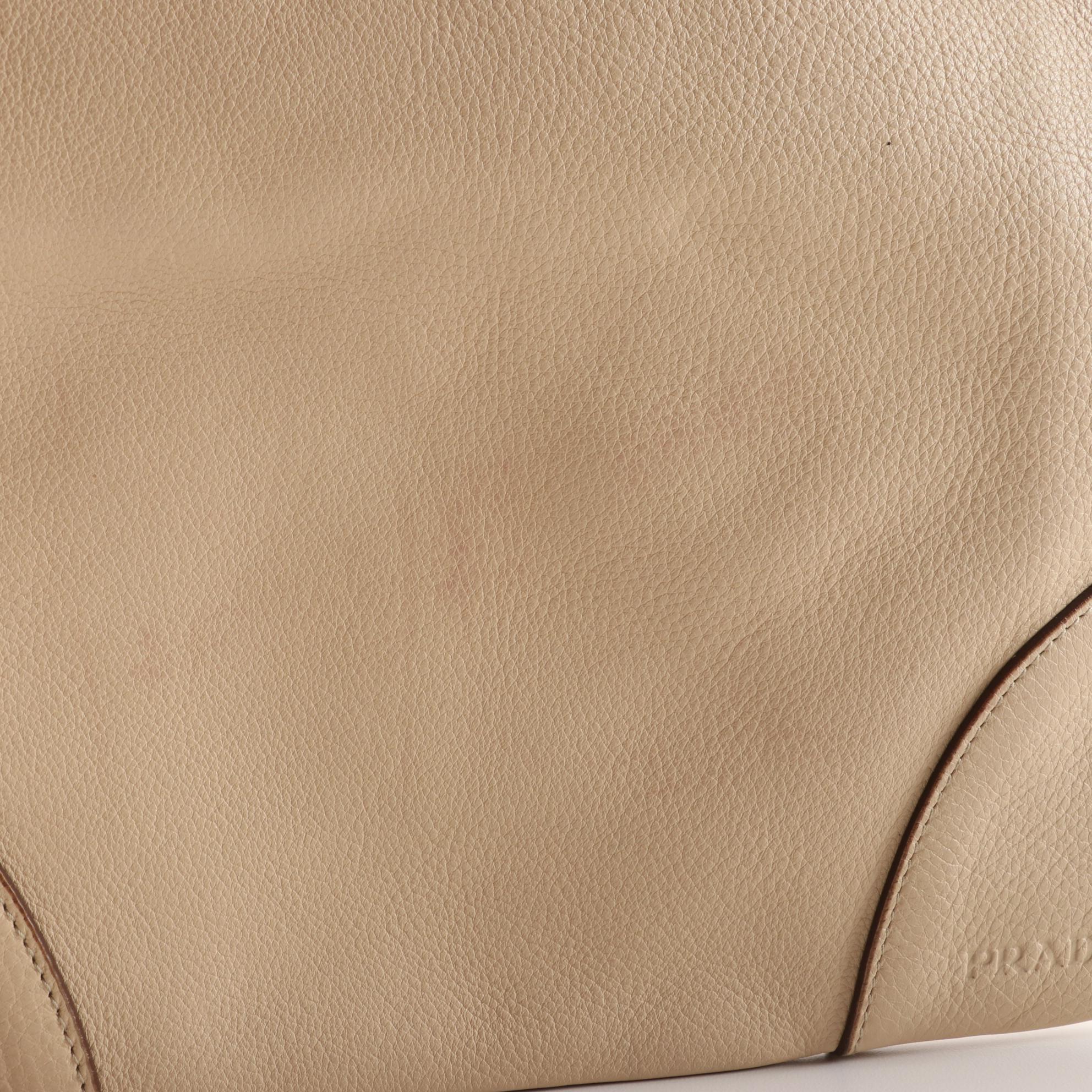 Prada Beige Vitello Daino Leather Shoulder Bag