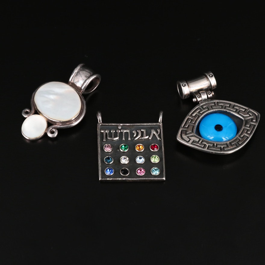 Sterling Pendant Assortment Featuring Hoshen, Eye, and Mother of Pearl