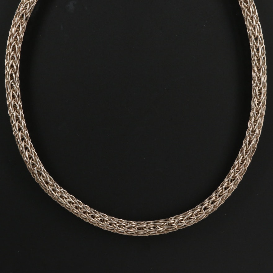 Sterling Silver Woven Chain Necklace