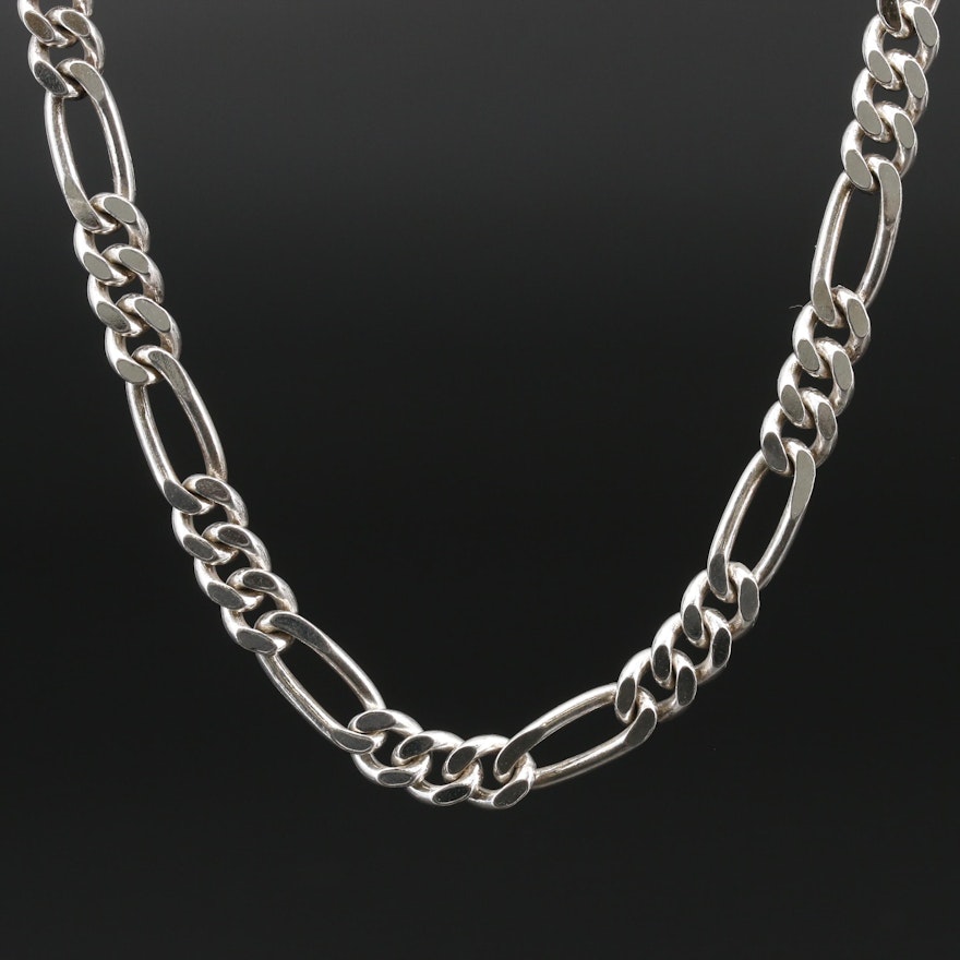 Sterling Silver Figaro Chain Necklace