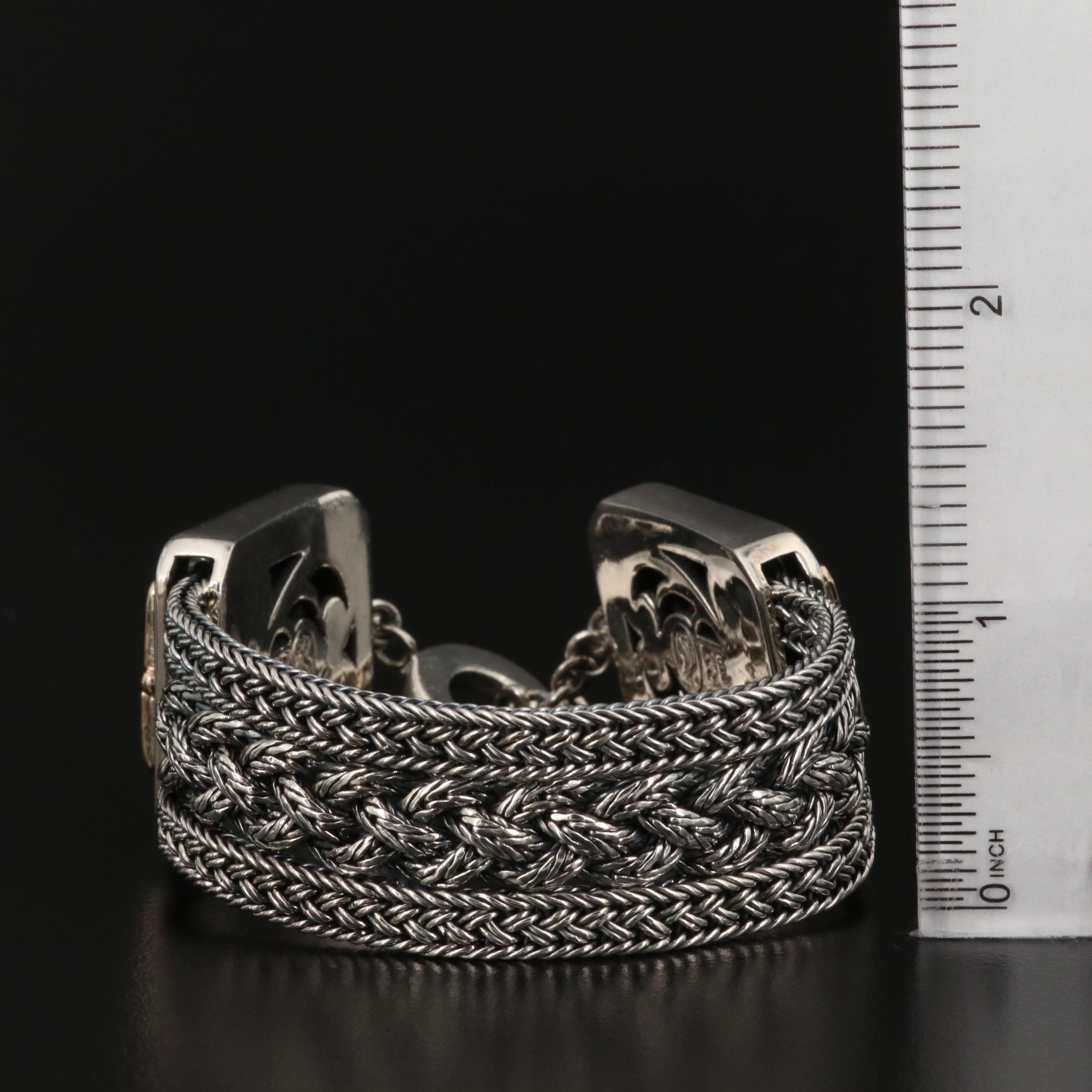 Sterling Silver Garnet Bracelet with 14K Accents