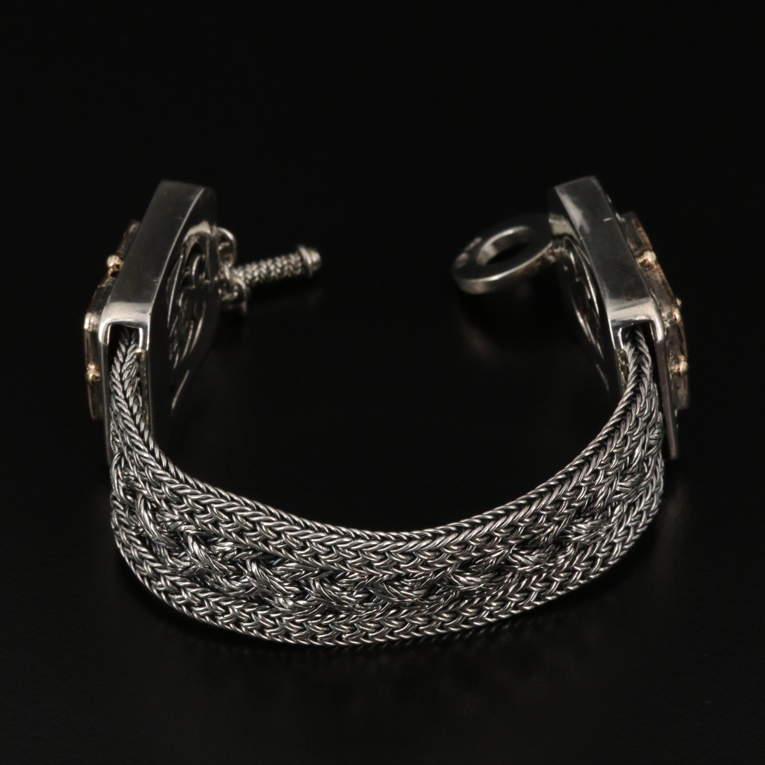 Sterling Silver Garnet Bracelet with 14K Accents