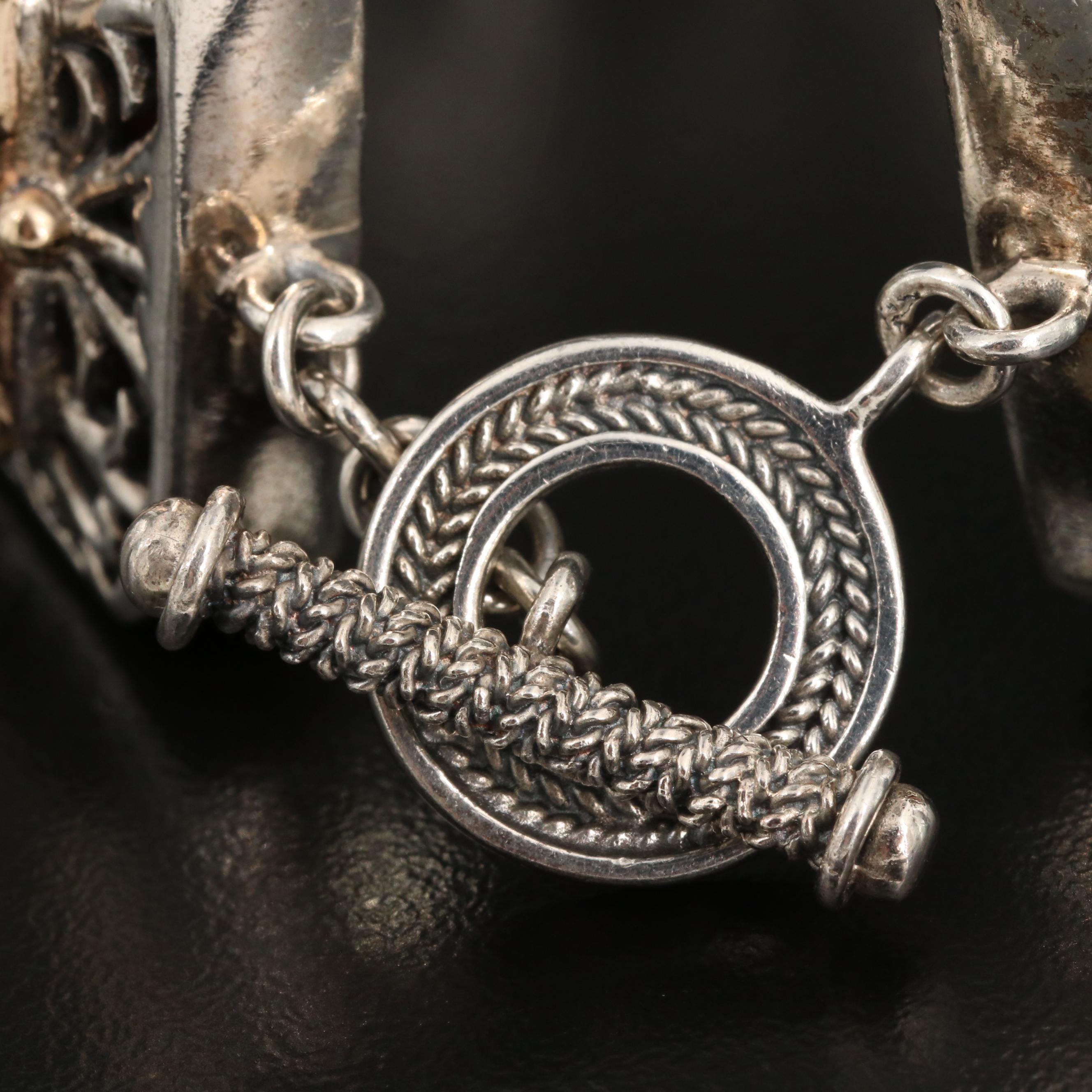 Sterling Silver Garnet Bracelet with 14K Accents