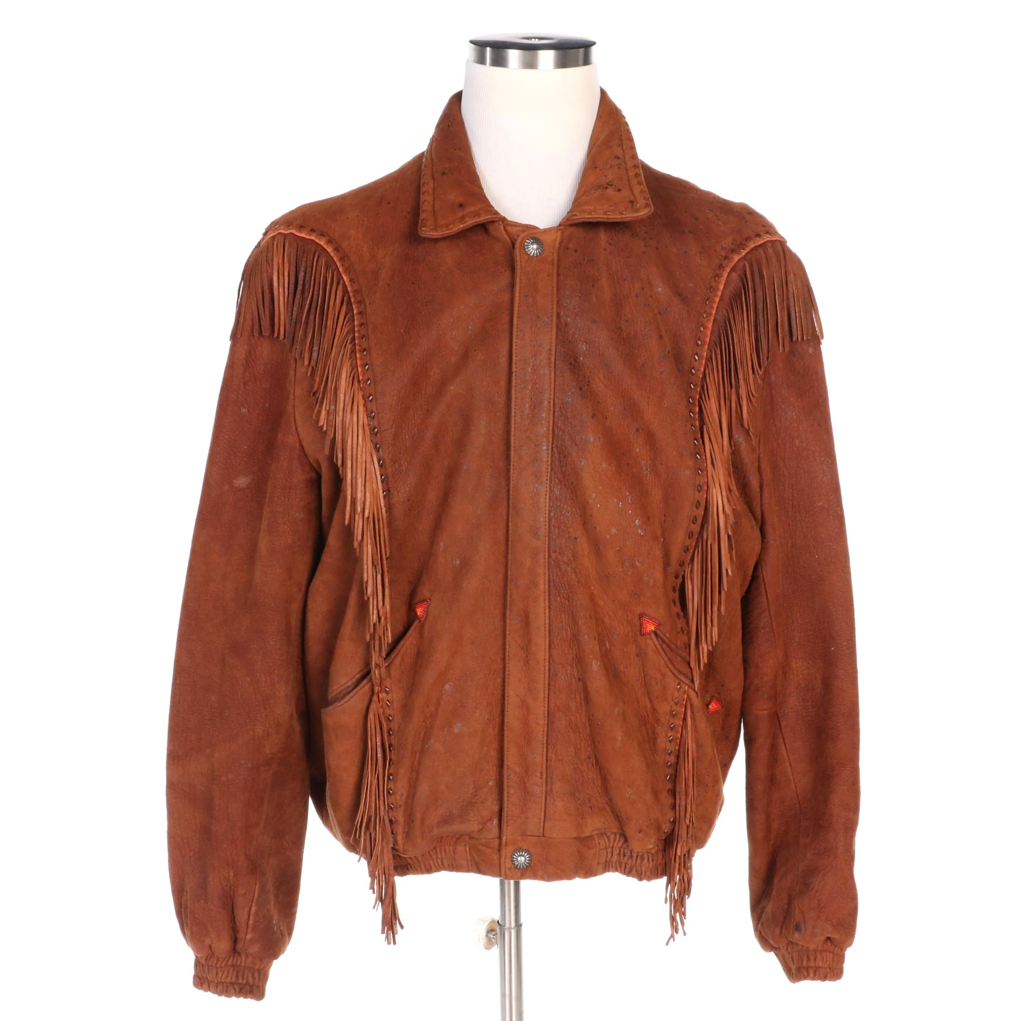 Men's Arturo Southwest Style Brown Leather Fringe Jacket