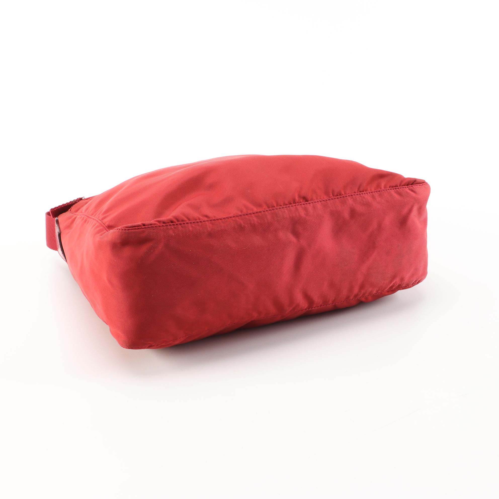 Prada Red Tessuto Nylon and Canvas Shoulder Bag