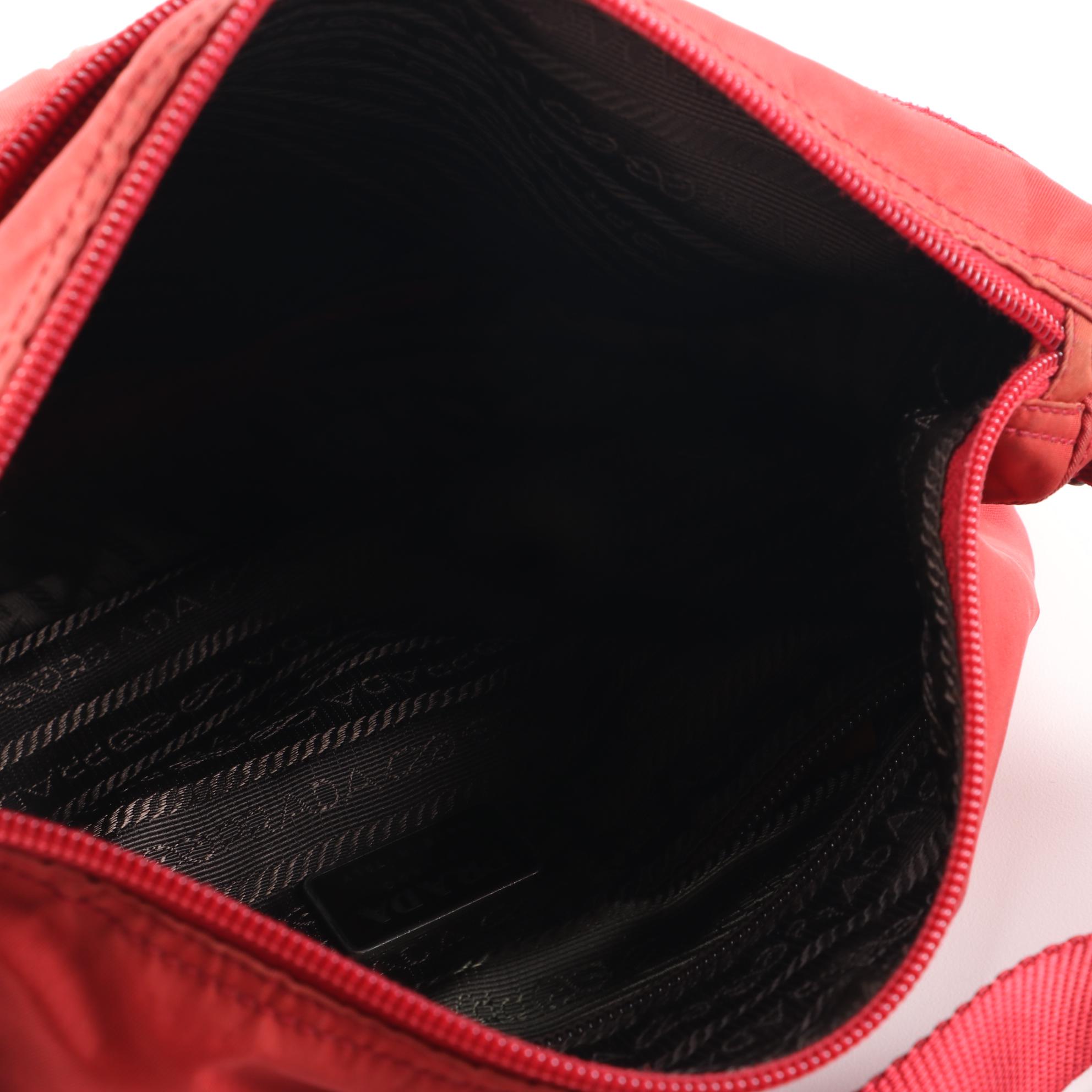 Prada Red Tessuto Nylon and Canvas Shoulder Bag