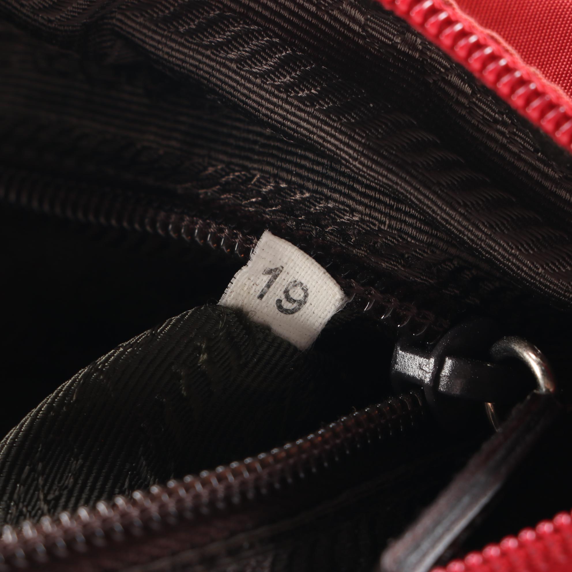 Prada Red Tessuto Nylon and Canvas Shoulder Bag