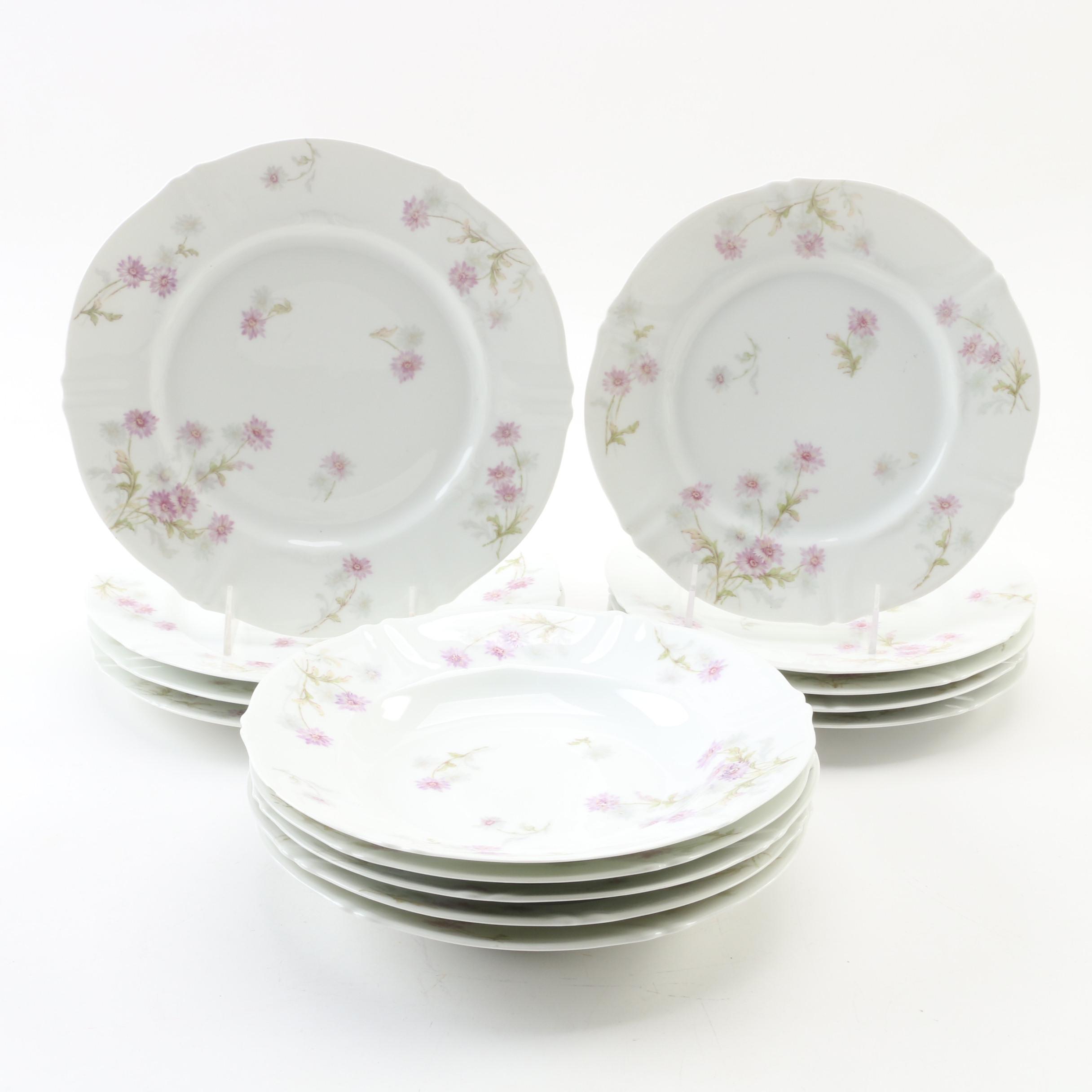Theodore Haviland Limoges Porcelain Floral Dinnerware, Late 19th Century