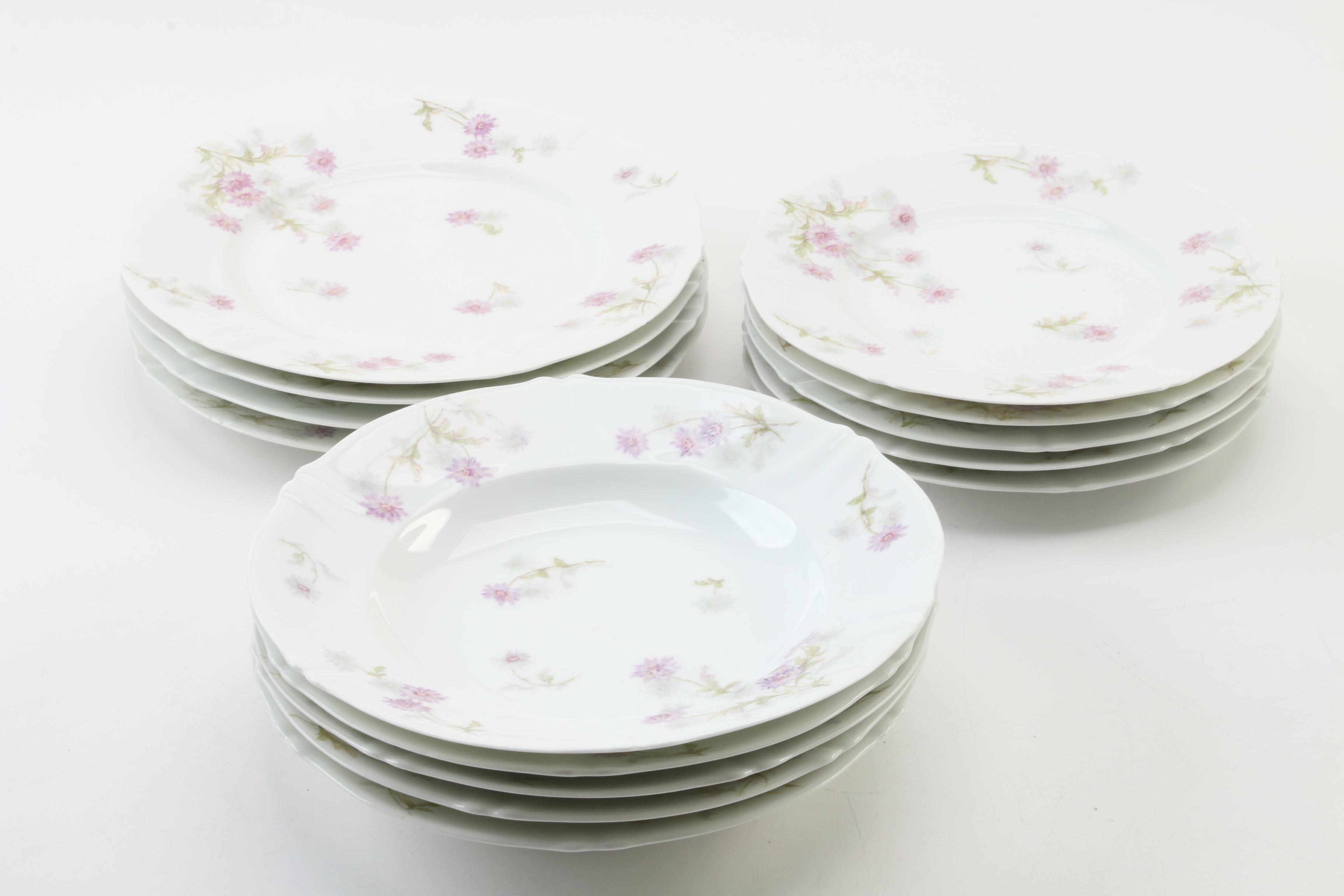 Theodore Haviland Limoges Porcelain Floral Dinnerware, Late 19th Century