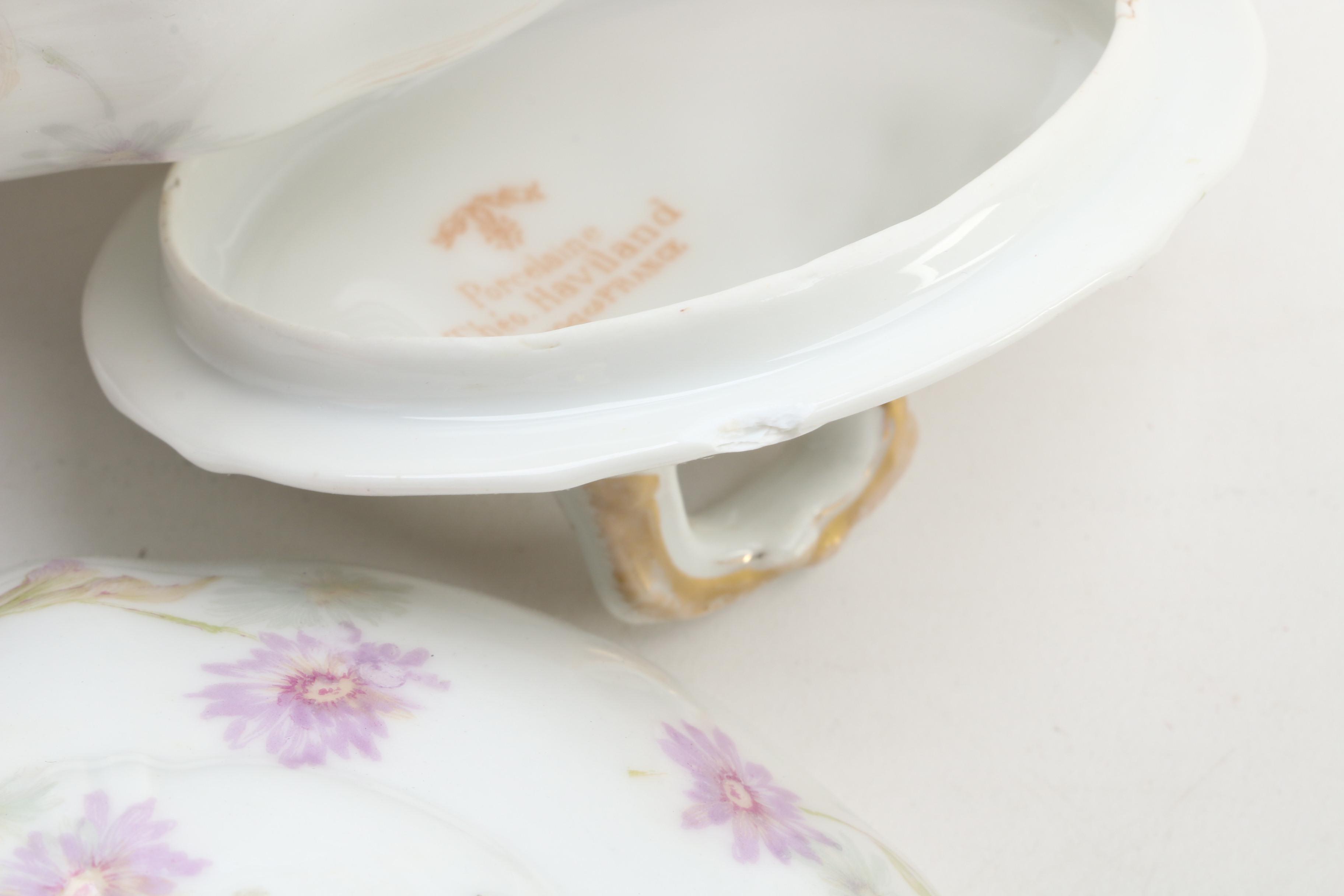 Theodore Haviland Limoges Porcelain Floral Dinnerware, Late 19th Century